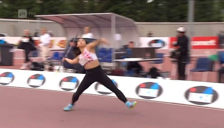 佐藤友佳のインスタグラム：「60.31m 🥇 Oulu GP 🥰 Keep try with no injuries !」