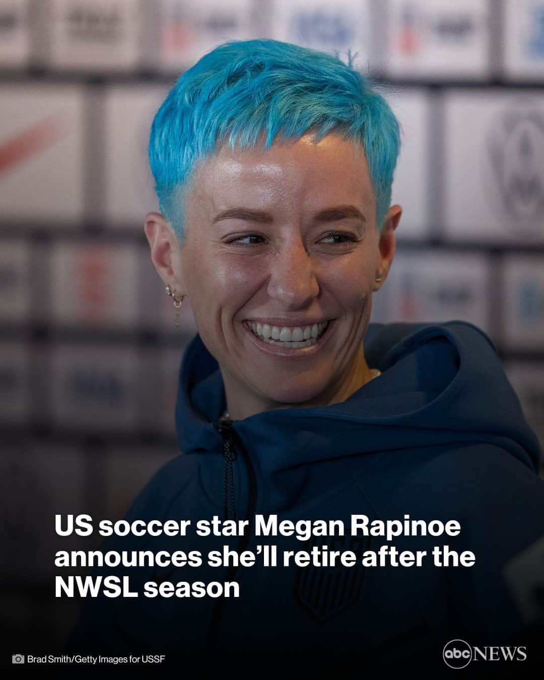 ABC Newsのインスタグラム：「Days before heading to her fourth World Cup, Megan Rapinoe announced she’s retirin at the end of the National Women's Soccer League season. Link in bio.  #news #soccer #MeganRapinoe」