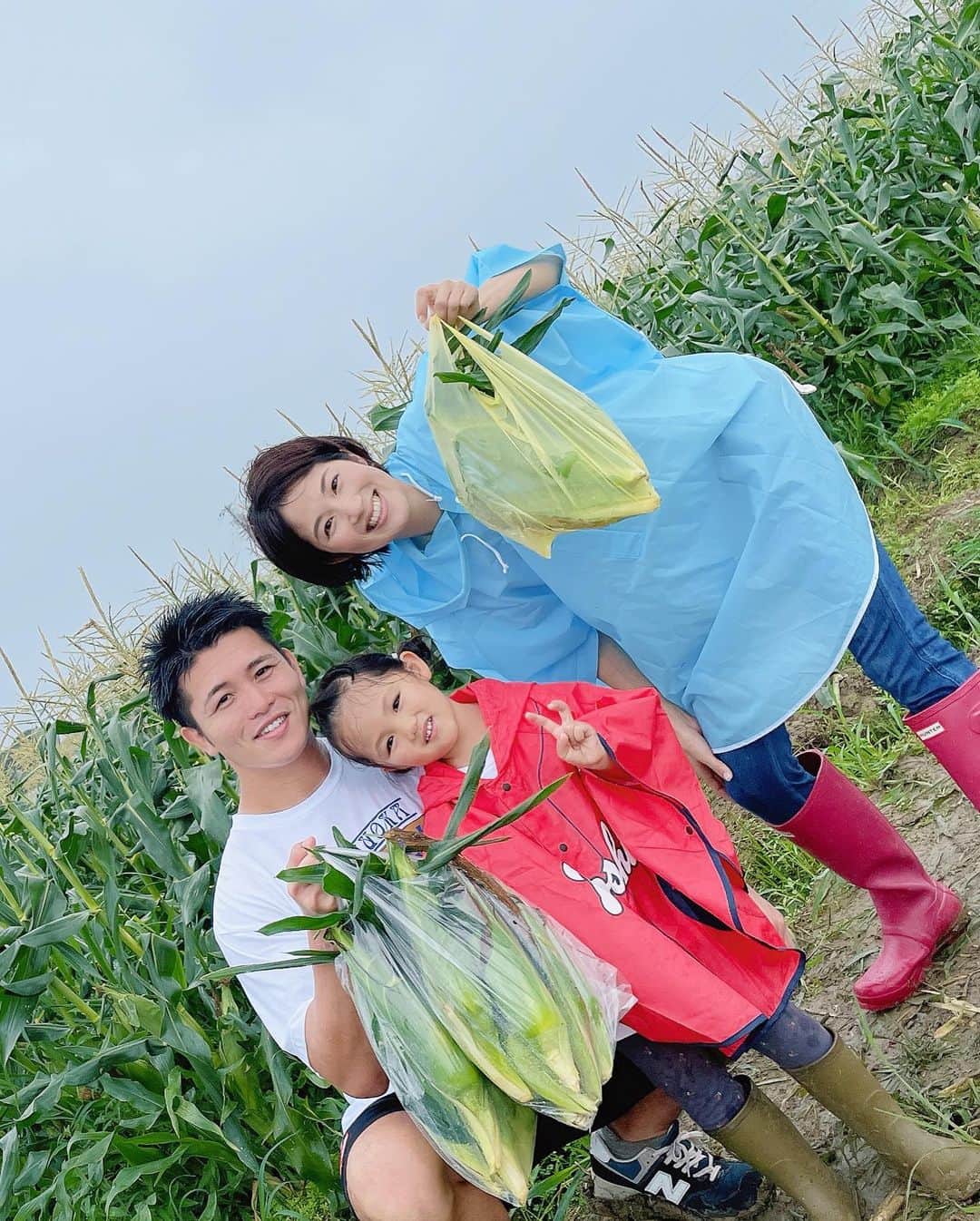 杉岡沙絵子のインスタグラム：「🌽✨ 　 今日は静岡ブルーレヴズ×すず農園のイベントへ💕 とうもろこしの収穫体験をさせていただきました🥹 　 目の前でとうもろこしがなっているところを見られて 自分で収穫できて大人も子どもも大興奮！！ すず農園のさゆりさんやご主人が愛情込めて 育てた子達を大切に採らせていただきました☺️ 　 それだけでも最高の思い出なのに 採ってすぐのものを炭火焼きに✨✨ 一口かじると水がしたたるほど水分たっぷりで あまーーーーーい❤️❤️❤️ （静岡BBQ協会の方が焼いてくださいました👀🍖✨） 　 袋井市のおいしいものもたくさんいただけて 幸せな時間でした🥰 　 静岡ブルーレヴズのみなさん 袋井市のみなさん すず農園のみなさん そして、レヴニスタのみなさん ありがとうございました✨ 　 　 ・ ・ #静岡ブルーレヴズ#袋井市#すず農園#どんどこあさば  #とうもろこし#甘太郎#収穫体験 #やまも製茶#パティスリーkiki #次女はお留守番#ねぇねは膝もお尻もどろんこ」