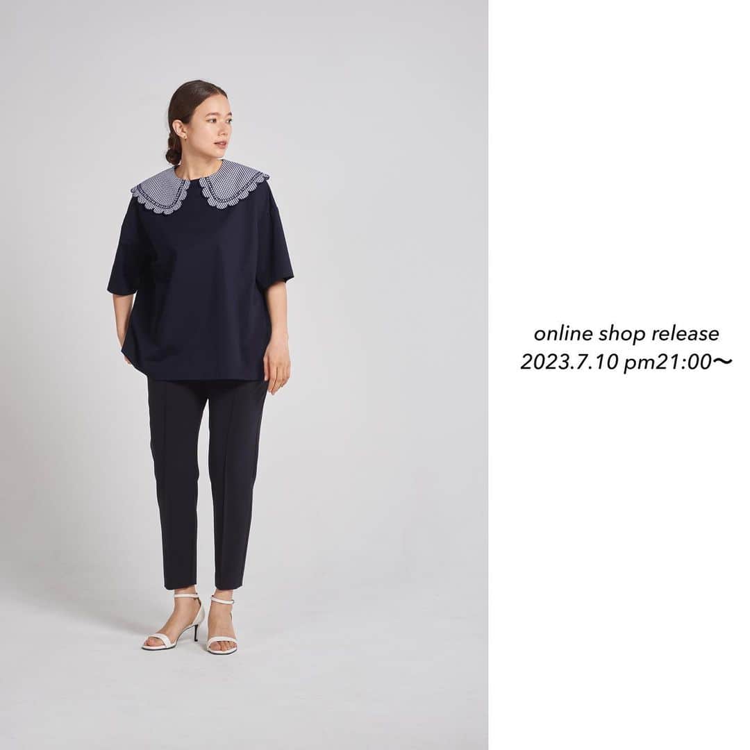 yoriのインスタグラム：「*online shop release*  7/10 pm21:00〜 2023summer 新作が入荷致します！  詳細は商品ページをご覧ください！  #フクレティアードブラウス #スカラップカラーカットソー #ギンガムスカラップカラーカットソー #バックリボンスイムウェア #ポケット付きスイムパンツ #ウエストリボンサロペット  #yori_japan」