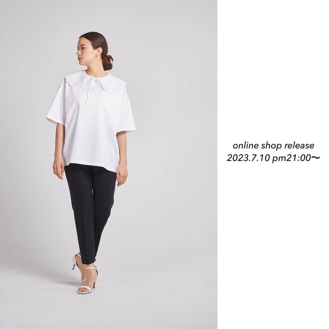 yoriのインスタグラム：「*online shop release*  7/10 pm21:00〜 2023summer 新作が入荷致します！  詳細は商品ページをご覧ください！  #フクレティアードブラウス #スカラップカラーカットソー #ギンガムスカラップカラーカットソー #バックリボンスイムウェア #ポケット付きスイムパンツ #ウエストリボンサロペット  #yori_japan」