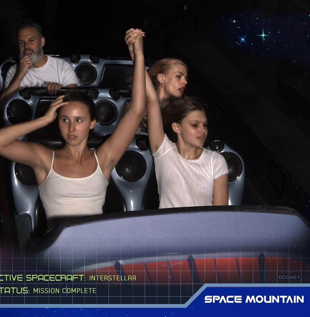 のインスタグラム：「1. honestly? an iconic space mountain pic IF I DO SAY SO MYSELF✨⭐️✨⭐️✨ 2. also cricks giving iconic space mountain vibes 3. disneyland with the best people 4. ears 5. @mrlarkin and tiny beret 6. ice cream w grammy and grandpa mustache 7. Grandpa mustache had a VERY IMPORTANT BDAY 8. Marc’s bday wasn’t a very important one but it was fun with friends 9. giant watch/tiny beret 10. grandpa mustache in cricket’s hat😂✨」