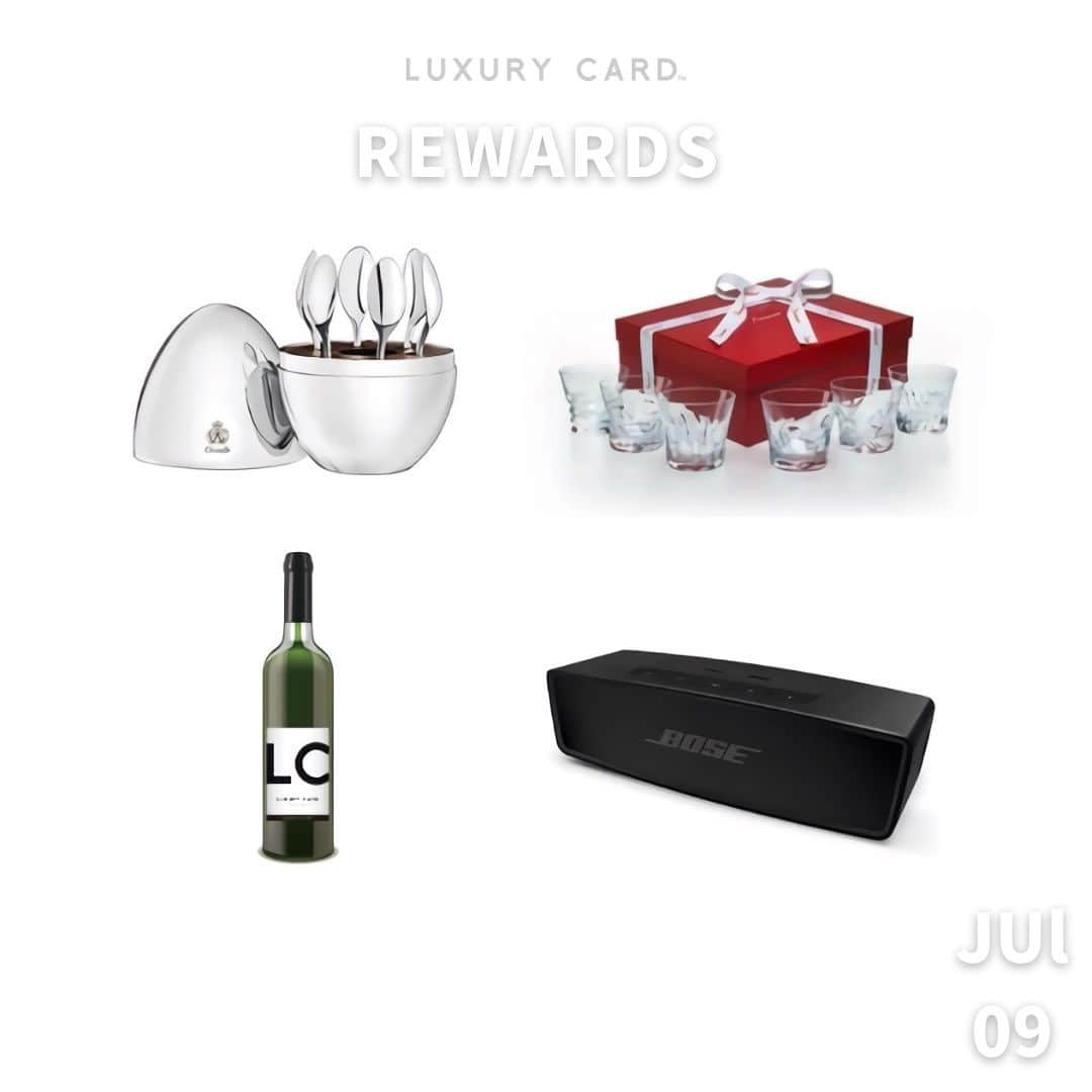 Luxury Card Japanさんのインスタグラム写真 - (Luxury Card JapanInstagram)「【ポイント交換賞品に豪華新商品が続々登場🎊】  数量限定・LC初のカスタムワイン「LCプライベートワイン2021」やBaccaratのタンブラーセット、BOSEのスピーカー、CHRISTOFLEのカトラリーなど、多数の豪華アイテムが登場！  1ポイント1円換算、大変お得な交換アイテムを多数ご用意しております。この機会に是非、ギフトや自分へのご褒美としてお楽しみください🎁  ▶ラグジュアリーカードについてもっと知りたい方は @luxurycardjapan のプロフィールリンクからご覧いただけます。 期間限定優待やトラベル・ダイニング・ライフスタイル優待を毎日更新中！  #rewards  #point #ポイント交換  #ポイントプログラム  #ポイ活  #ポイ活デビュー  #ポイ活初心者  #ポイント交換商品  #豪華商品  #ポイント還元  #ワイン  #baccarat  #バカラ  #bose  #bosespeakers  #ボーズ  #スピーカー  #boseスピーカー  #christofle  #クリストフル  #カラトリー  #クリストフルカトラリー  #christoflecutlery  #ラグジュアリーカード」7月9日 18時13分 - luxurycardjapan