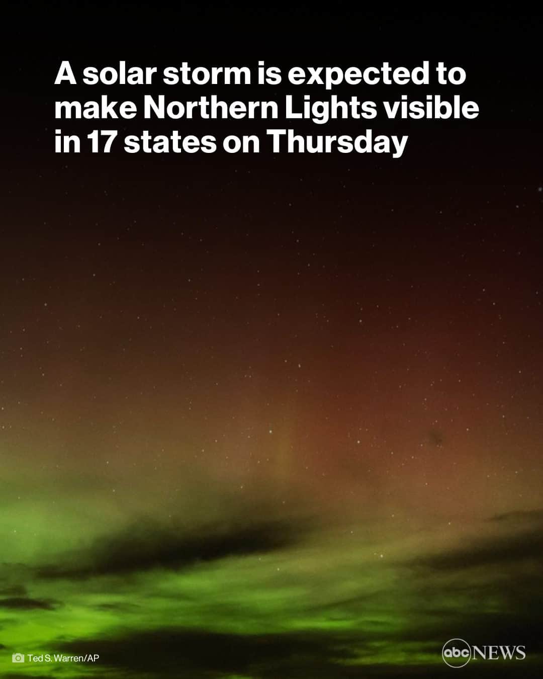 ABC Newsさんのインスタグラム写真 - (ABC NewsInstagram)「A solar storm forecast for Thursday is expected to give skygazers in 17 states a chance to glimpse the Northern Lights. Tap link in bio to see if the colorful sky show is near you. #northernlights #space #news」7月9日 19時00分 - abcnews