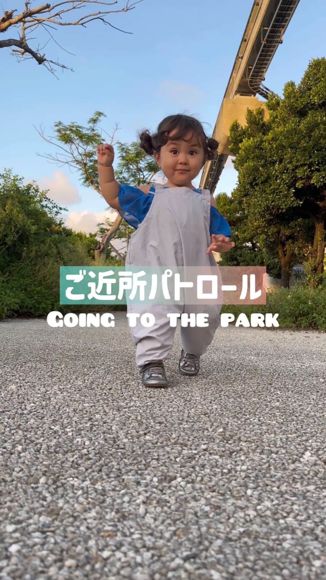 ノウィキ茉莉のインスタグラム：「Rika takes a stroll to finally get to her throne! 🤣 近所パトロールしてきました☺️  #1歳 #よちよち歩き #1yearold #parkday #igbaby #funnybaby #子供とお出かけ部 #公園遊び #沖縄 #okinawa」