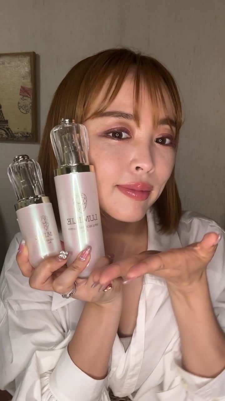 板橋瑠美のインスタグラム：「LUMILIE トリプルリッチセラムローション❤︎  新作✨✨ "お試しミニボトル"が新登場！！！！  明日19:00から販売開始❗️❤️  @lumilie_official  是非チェックしてね❤︎」