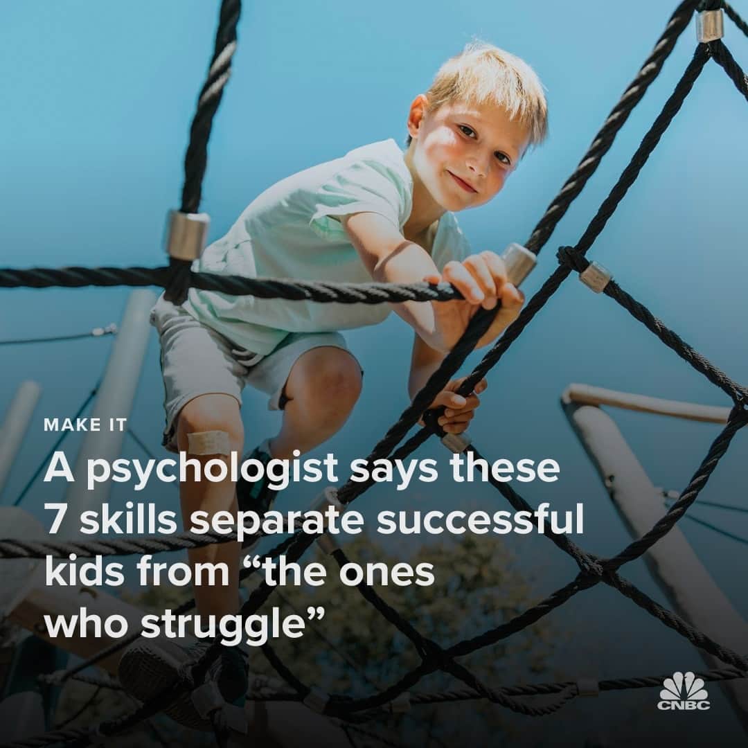 CNBCのインスタグラム：「As an educational psychologist, Michele Borba has learned a very important lesson: Thrivers are made, not born. Children need safe, loving and structured childhoods, but they also need autonomy, competence and agency to flourish.⁠ ⁠ After combing through piles of research on traits most highly correlated to optimizing kids’ thriving abilities, Borba identified seven skills kids need to boost mental toughness, resilience, social competence, self-awareness and moral strength — and they are what separates successful kids who shine from those who struggle. See what those skills are at the link in bio. (with @CNBCMakeIt)」