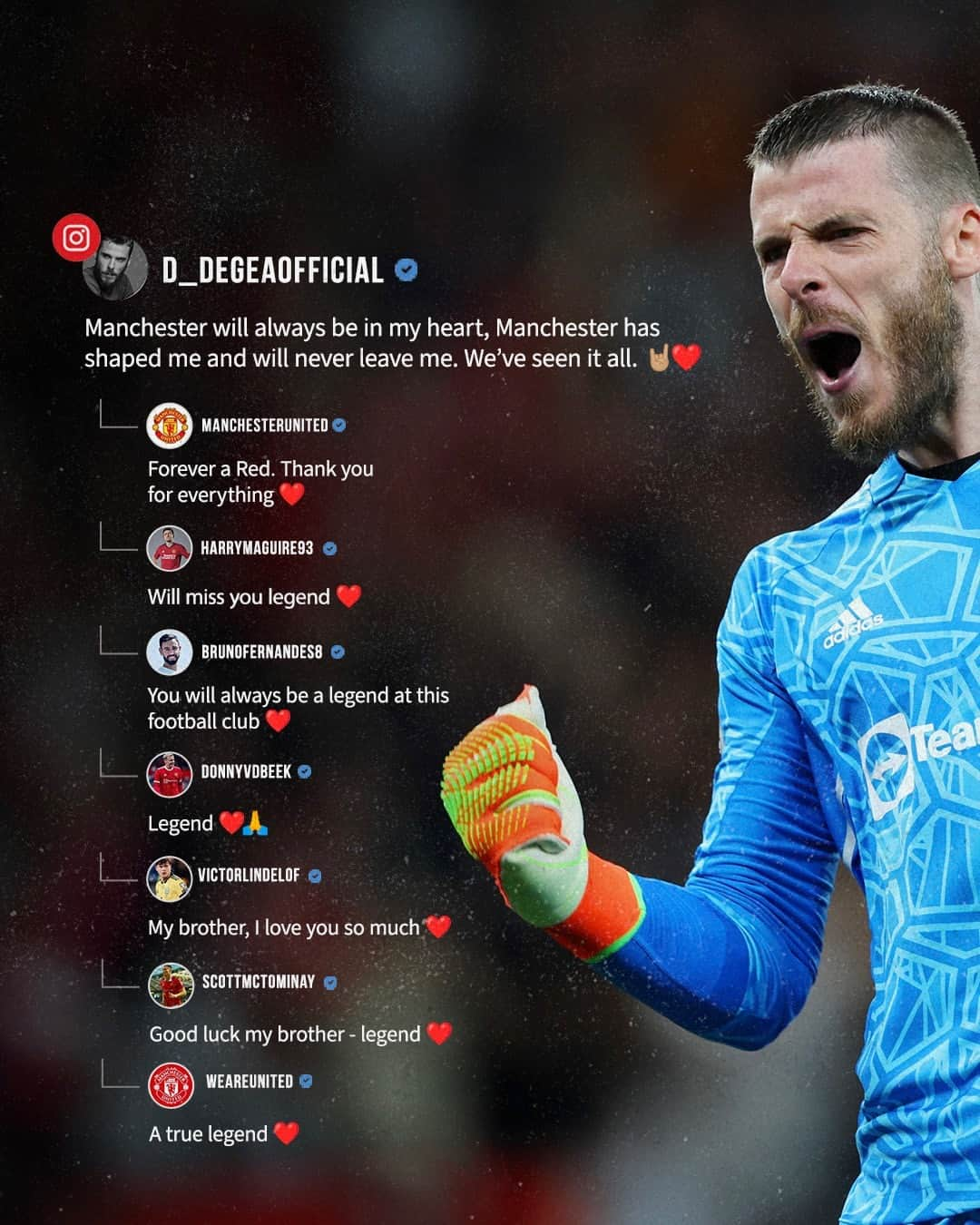 マンチェスター・ユナイテッドさんのインスタグラム写真 - (マンチェスター・ユナイテッドInstagram)「Thank you will never be enough ❤️  #MUFC #ManUtd #DeGea」7月9日 23時18分 - manchesterunited