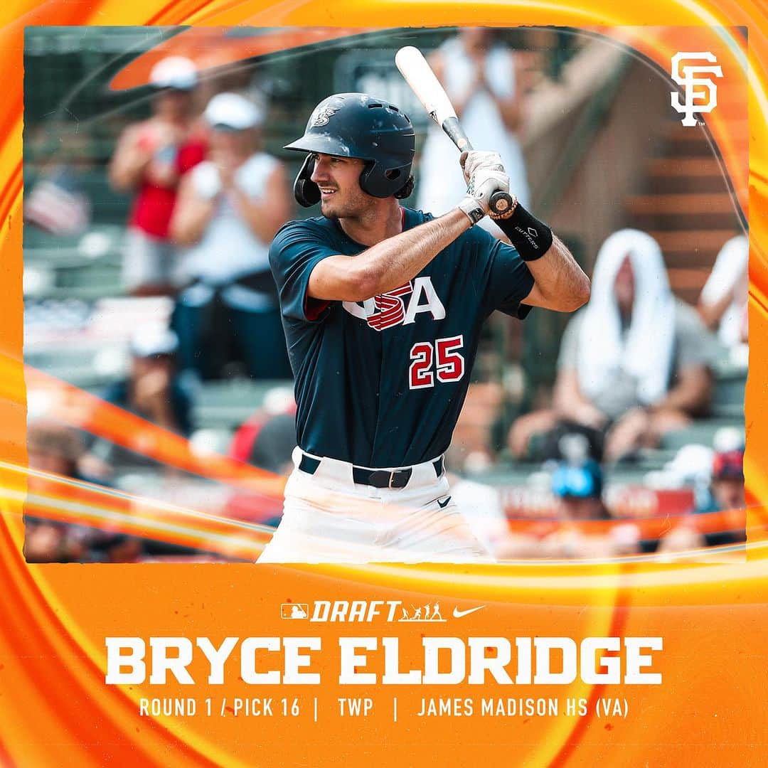サンフランシスコ・ジャイアンツのインスタグラム：「With the 16th pick in the MLB Draft, the San Francisco Giants have selected two-way player Bryce Eldridge out of James Madison HS (VA)」