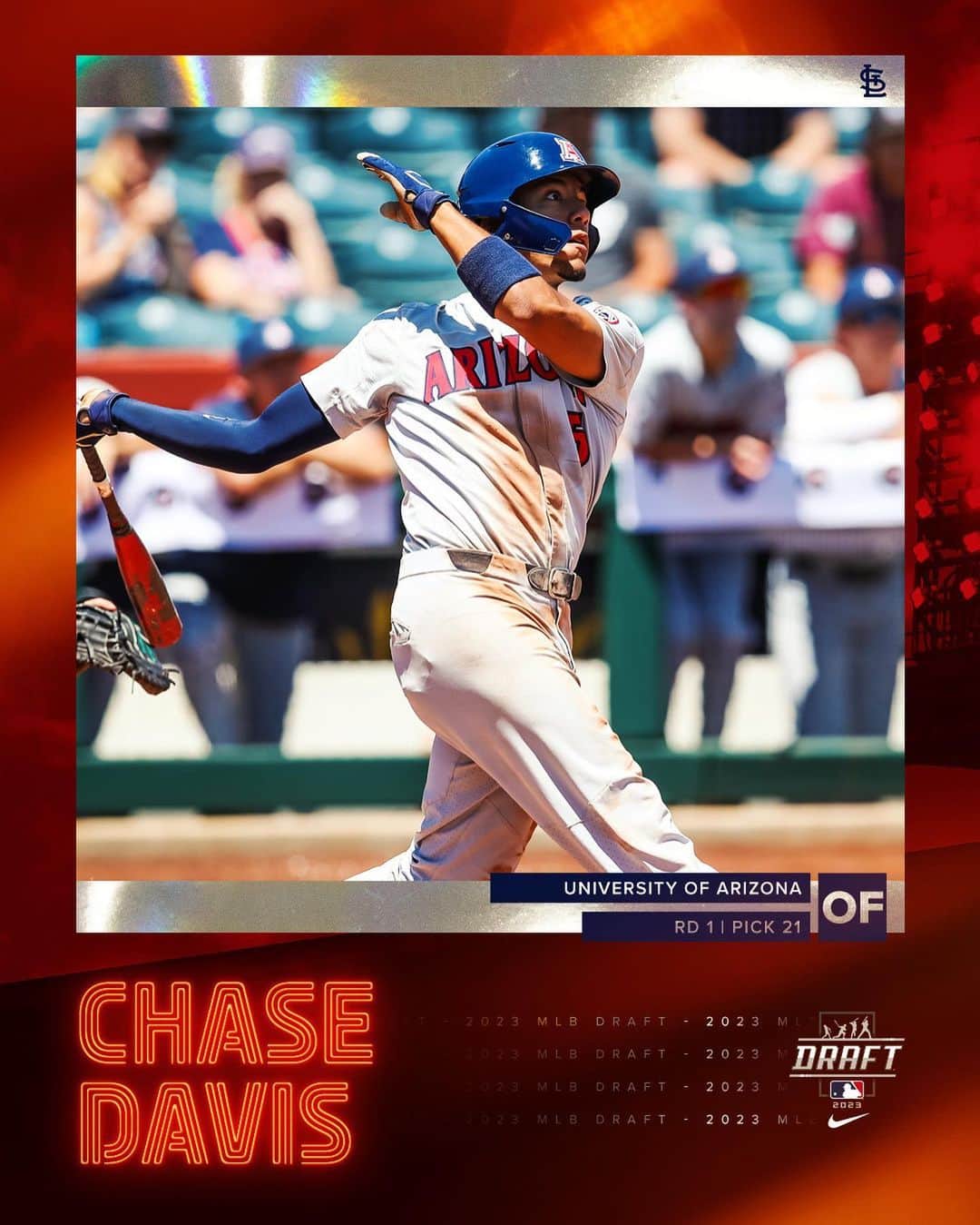 セントルイス・カージナルスのインスタグラム：「With the 21st pick in the 2023 #MLBDraft, the  Cardinals select outfielder Chase Davis!」