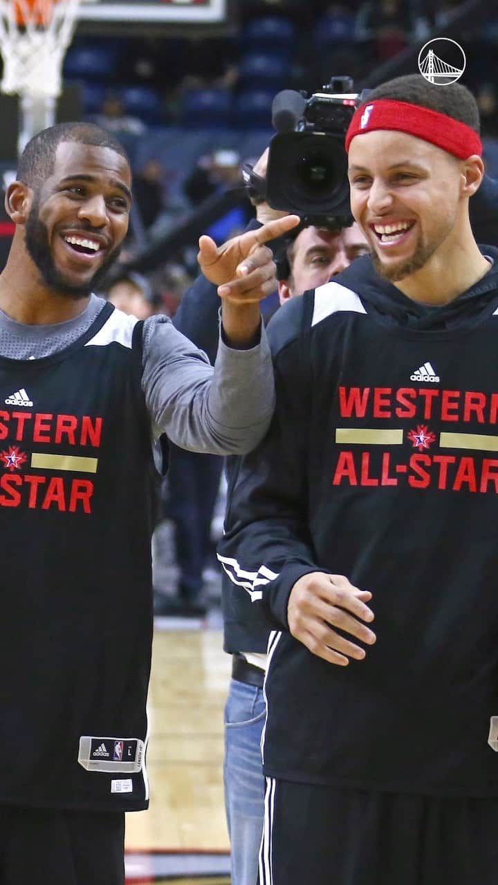 ゴールデンステート・ウォリアーズのインスタグラム：「Once upon a time, Chris Paul gave a soon-to-be drafted Stephen Curry some advice about playing in the NBA 👀」