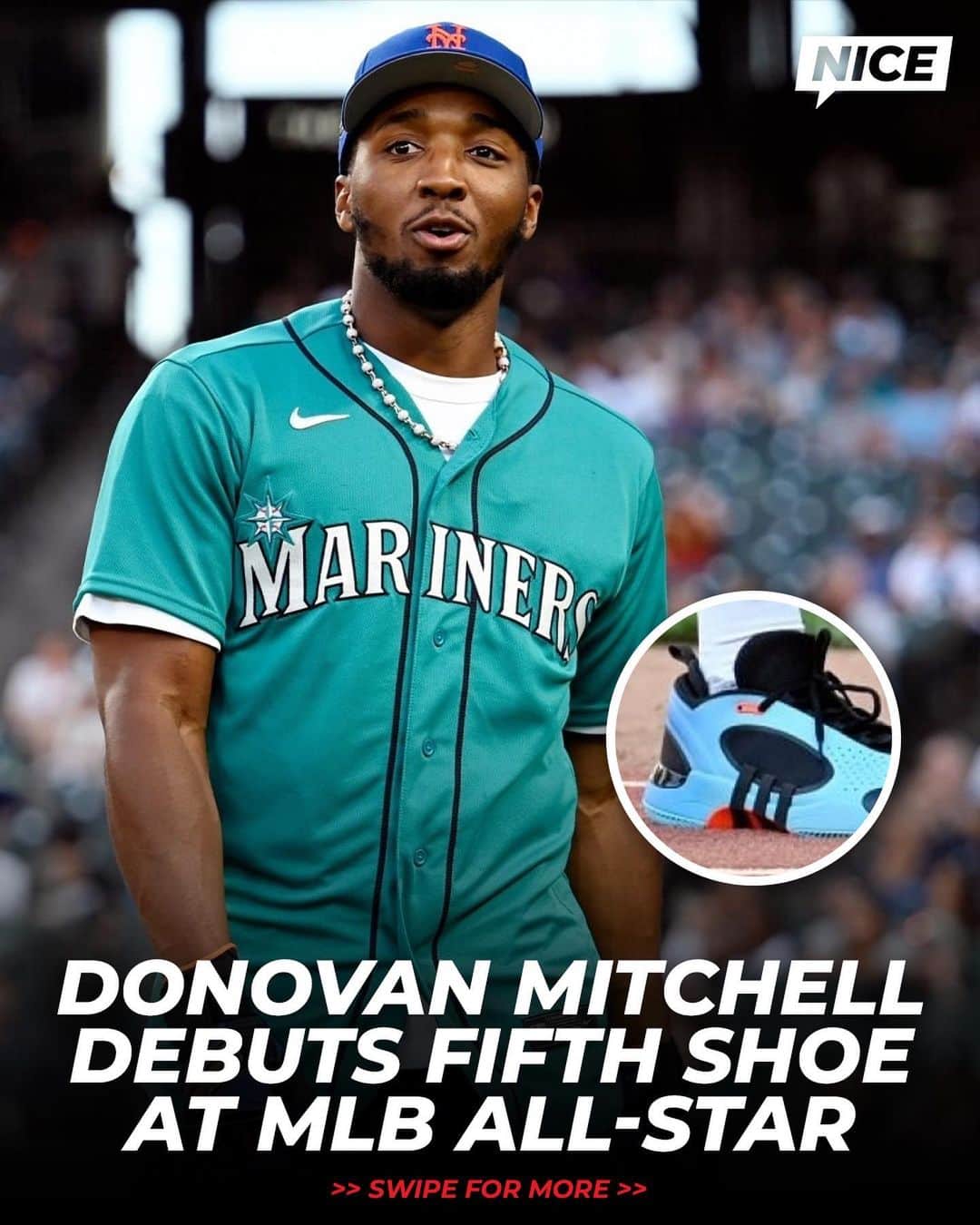 Nice Kicksさんのインスタグラム写真 - (Nice KicksInstagram)「Donovan Mitchell debuted his adidas D.O.N. Issue 5 but as cleats for the MLB Celebrity All-Star Game ⚾️🤝🏀   LINK IN BIO for a detailed look at the upcoming sneaker 📲」7月10日 3時22分 - nicekicks