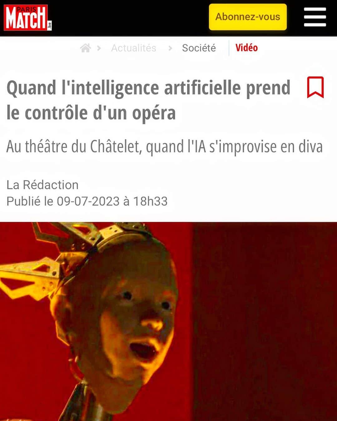 渋谷慶一郎のインスタグラム：「Thank you @parismatch 🙏 「人工知能がオペラハウスを支配するとき。シャトレ座で、AIが即興で歌い上げる」Quand l'intelligence artificielle prend le contrôle d'un opéra Au théâtre du Châtelet, quand l'IA s'improvise en diva.  When artificial intelligence takes control of an opera house At the Théâtre du Châtelet, AI improvises as a diva」