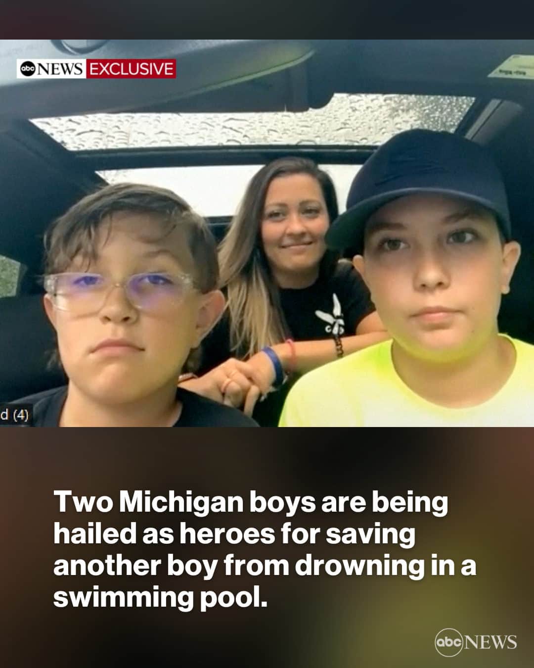 ABC Newsさんのインスタグラム写真 - (ABC NewsInstagram)「Two Michigan boys are being hailed as heroes for saving another boy from drowning in a swimming pool.  Noah Roche, 12, and his brother Weston Woods, 8, were at an apartment swimming pool when they noticed 7-year-old Griffin Emerson struggling to keep his head above water.  That’s when they jumped into action, helping to save the 7-year-old from drowning.  The Genesee County Sheriff's Office honored Noah and Weston in a special ceremony where the boys reunited with Griffin and first responders.  “They basically saved Griffin,” Griffin's grandfather says in the link at bio. “A lot of my heroes don't wear capes. And they are two of them.”」7月10日 5時07分 - abcnews