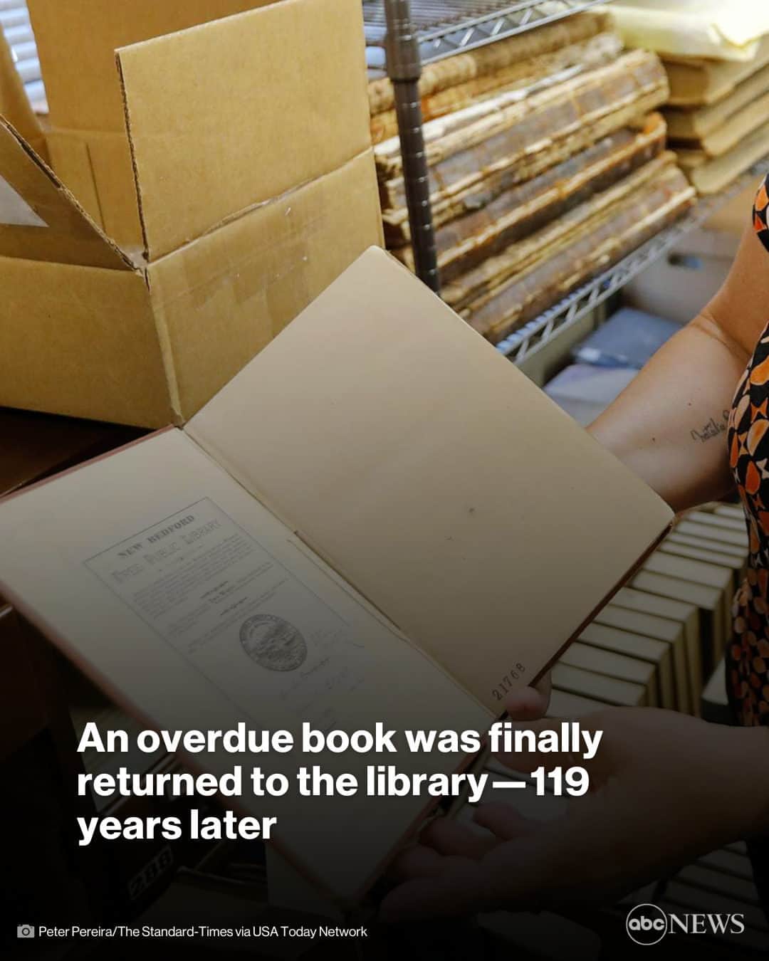 ABC Newsのインスタグラム：「It's never too late to return a library book.  A Massachusetts library is celebrating the return of a book more than a century after it was last checked out. More in link in bio.」