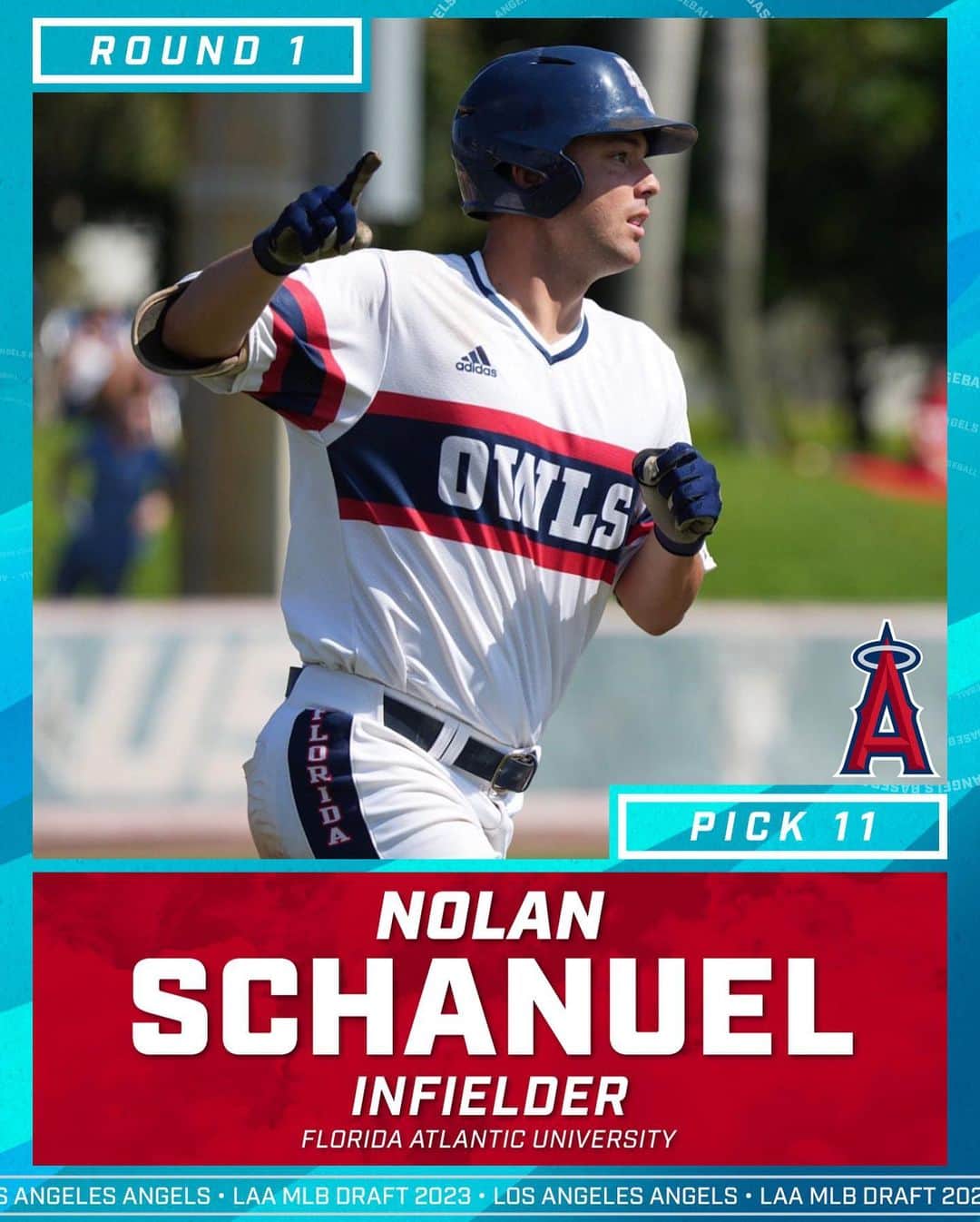 ロサンゼルス・エンゼルス・オブ・アナハイムさんのインスタグラム写真 - (ロサンゼルス・エンゼルス・オブ・アナハイムInstagram)「with the 11th pick in the 2023 #MLBDraft, we have selected INF Nolan Schanuel from Florida Atlantic University (FL).   Welcome to the Angels, Nolan!」7月10日 9時08分 - angels