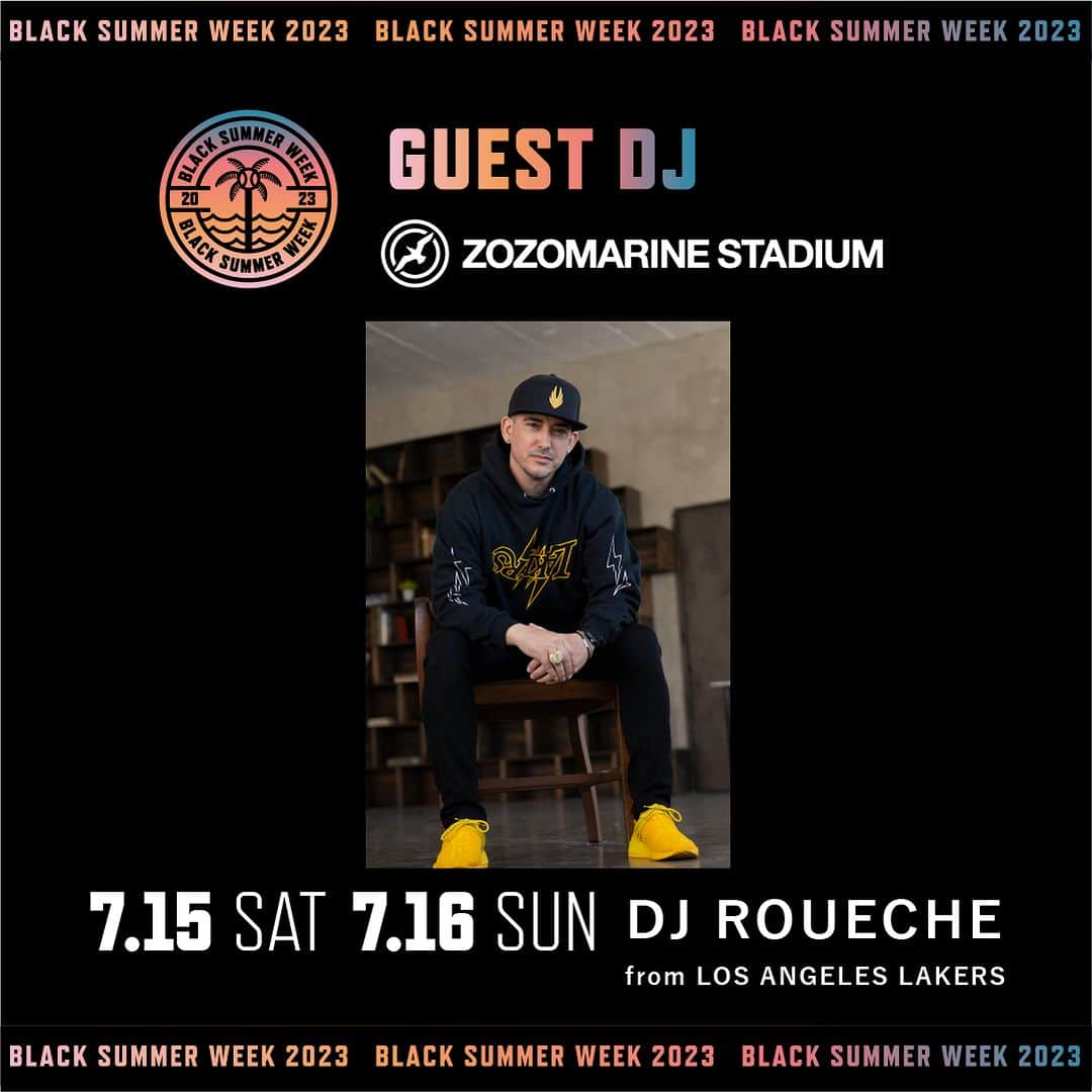 千葉ロッテマリーンズのインスタグラム：「#BSW GUEST DJ 7/15(土)～8/13(日)のBLACK SUMMER WEEK では、NBA ロサンゼルス・レイカーズのオフィシャルDJ「DJ ROUECHE」をはじめとした数多くのDJが「DJ BOOTH」に登場します！ #chibalotte #djroueche #DJRICO #矢部ユウナ #djmanami #djayame #djjuicy #djrina」