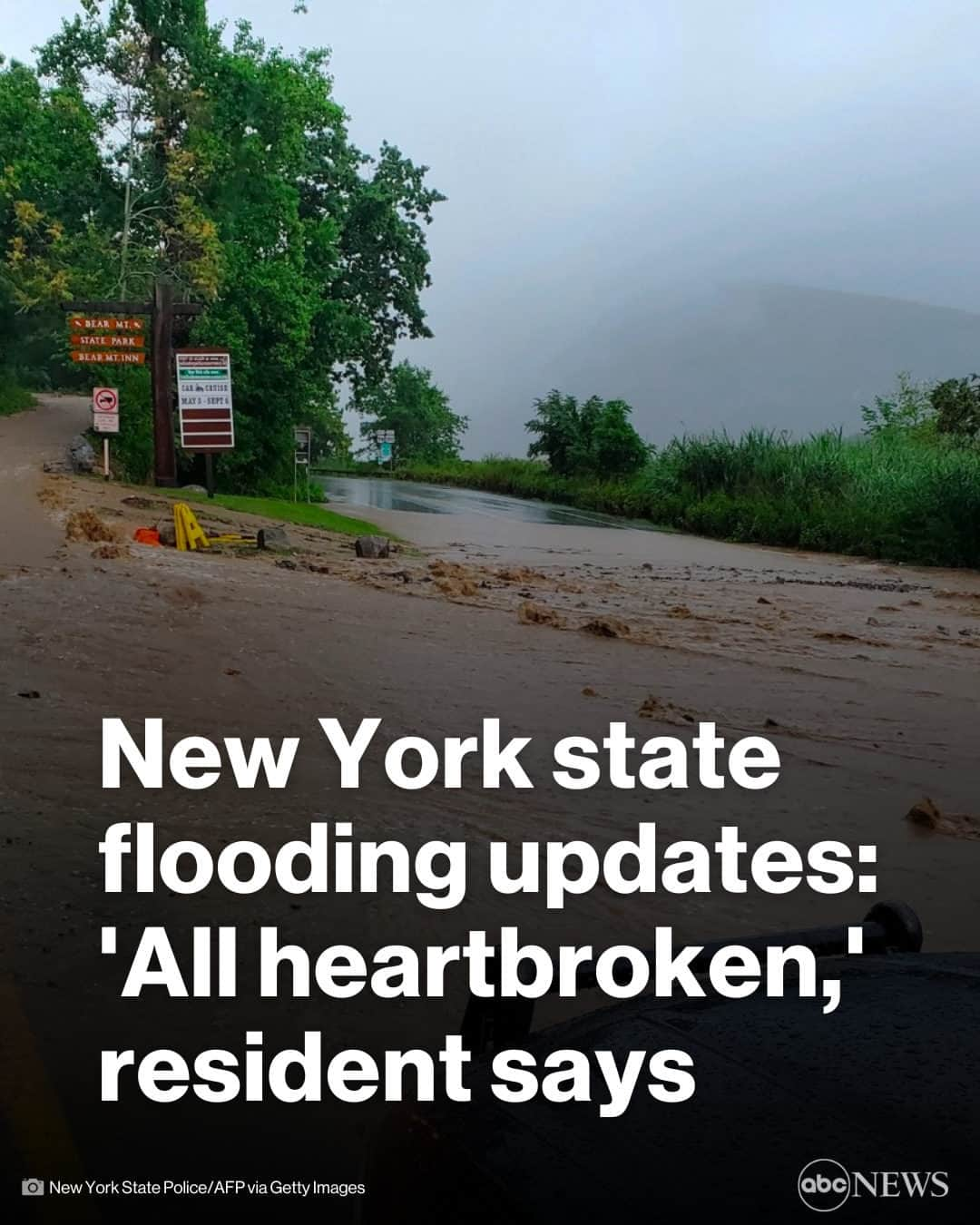 ABC Newsさんのインスタグラム写真 - (ABC NewsInstagram)「A few moments after Idlewild Creek began to rise on Sunday, the first wave of murky water washed into the ground floor of Kristine Schmidt's blue-and-white house.  Moments later, she saw her neighbors swept away in their SUV, Schmidt told ABC News on Monday. Fire trucks arrived and pulled their car out of the creek, she said.  As the floodwater receded from her home in Cornwall, New York, it left in its wake a trail of a thick mud, visible in a video shot by Schmidt and shared with ABC News. Outside her home, potted plants had been knocked over and grass had been uprooted. Inside, amid the ruins of her living room and kitchen, a bookshelf and fridge lay on their sides.  "We're all heartbroken," she said. MORE AT LINK IN BIO. #NEWS #WEATHER #FLOODS #NEWYORK」7月10日 20時00分 - abcnews