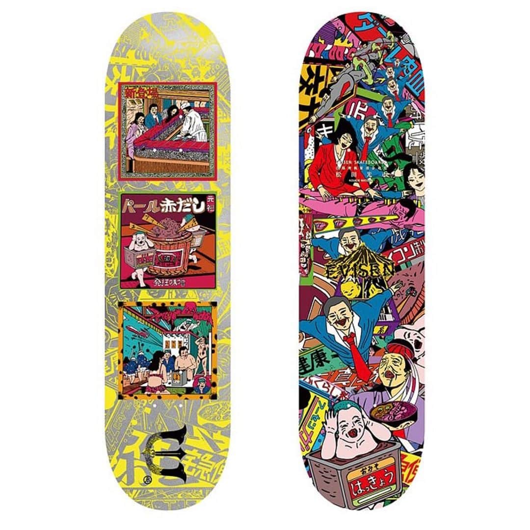 BEAMS JAPANさんのインスタグラム写真 - (BEAMS JAPANInstagram)「7月14日（金）より、Evisen Skateboards × 漫画家・松⽥光市⽒のコラボレーションスケートボードデッキの発売記念イベントを、ビームス ジャパン（新宿）にて開催いたします。   イベントでは、松⽥⽒の新作描き下ろし作品の展⽰販売、松⽥光市 × Evisen Skateboards × TOKYO CULTUART by BEAMS のコラボレーションTシャツの販売をはじめ、Evisen Skateboards Summer 2023 Collectionで展開される、両者のコラボレーションデッキ3型、Tシャツ、ロングスリーブTシャツの先⾏発売を実施します。そして、今回のボードグ ラフィックから⾶び出した松⽥⽒のアートワークを落とし込んだ、ハンドメイド⾹炉の受注販売 も⾏います。  また、7⽉14(⾦) 18:00〜20:00には、どなたでも来場可能なレセプションパーティーも実施いたします。 この機会に、是非会場に足をお運びください。 . 2023年7月14日（金）～7月24日（月） ビームス ジャパン（新宿） 4F  ＜オープニングパーティー＞ 2023年7月14日（金）18:00～20:00 ビームス ジャパン（新宿） 4F .  ■松田光市　@tiiukodatsuma  漫画家。1994年岩手県盛岡市生まれ。 上京後、美学校に入学。「特殊漫画家前衛の道」を受講、根本敬氏に師事する。 在学中に青林工藝舎主催 第22回アックス漫画新人賞を受賞。以降同誌にて漫画を連載をスタート。個性的な線描、色使いで「ガロ系」を引き継いでいる注目の若手作家。 デッキや映像作品はもちろん、スケートボーダーならではの発想やストリートで磨かれたセンスを反映させたアパレルコレクションを製作。   ■EVISEN SKATEBOARDS @evisenskateco  （エヴィセン スケートボード） 2011年、ディレクターの南勝⺒を中心とするスケートボーダーたちによって発足した日本のスケートボードブランド。EVISENという名前の由来は、日本語のイントネーションで発音する “everything”に由来し、「スケートボードがすべて」という思いが込められています。サポートするスケートボーダーには、国内外の個性的で才能ある精鋭が集結。スケートボーディングの本質を追求しな がら、ブランドの根本であるスケートボードデッキや映像作品はもちろん、スケートボーダーならではの発想やストリートで磨かれたセンスを反映させたアパレルコレクションを製作。  @evisenskateco  . #松田光市 #evisenskateboards  #beams #beamsjapan  #tokyocultuartbybeams」7月10日 15時05分 - beams_japan
