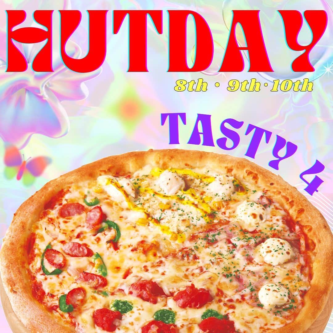 のインスタグラム：「＼本日最終日／ #ハットの日 1,080円パック✨  お持ち帰りで、8､9､10日が超おトク！  月替わりピザ🍕Mサイズ と､｢選べるサイド｣🍗🍟🍯  7月のピザは、 「テイスティ4」🍕  ＋選べるサイド🍗🍟🍯  が、なんと1,080円👏✨  ●ピザ ・テイスティ4  ●選べるサイド ・ハットフライポテト Mサイズ ・チキンナゲット Sサイズ ・もちっと！ハニーフォカッチャ  3日間の期間限定なので、 おトクにピザを食べてくださいねっ🌈  #ピザハット #テイスティ4 #テイクアウト #お持ち帰り #お買い得 #おトク #お得 #お得情報」