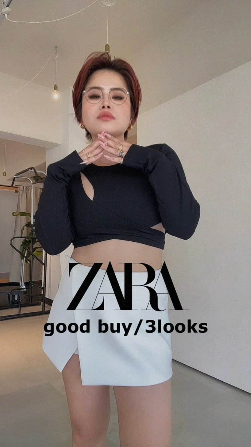 のインスタグラム：「⠀ もうこの音源古い？？🥹 まぁいいか！  コーデにプラスオンしたくて 久しぶりにZARAで買い物したので 購入品でコーディネート3体♡  是非見てにょ。  LOOK 1 bustier @zara  denim @wonem_official   LOOK 2 tops @wonem_official  skirt @zara   LOOK 3 dress @zara   やっぱりZARAって超使えると改めて😏👌  #ZARA #WONEM  #fashion #ootd #outfit #instafashion  #海外ファッション #海外コーデ #トレンド #トレンドコーデ #大人カジュアル #大人コーデ #スタイルアップコーデ #着回しコーデ #1週間コーデ #リール動画 #リール #今日のコーデ #30代ファッション #30代コーデ #ショートカット #メガネ女子 #デニムコーデ #ザラ #ザラ購入品 #zara購入品 #zara #zaraコーデ #ザラジョ #購入品紹介」