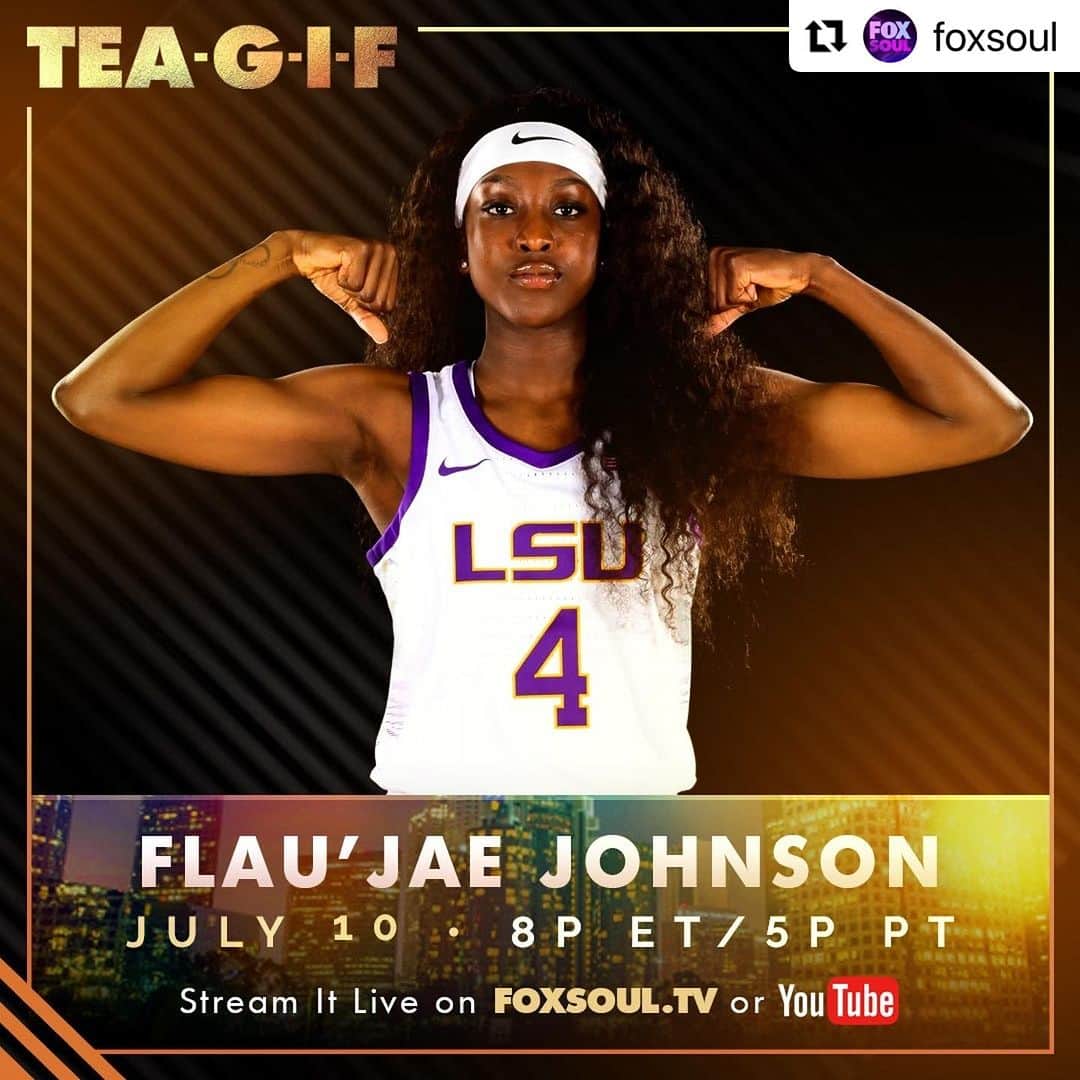 クラウディア・ジョーダンのインスタグラム：「Tonight on Tea-GIF on @foxsoul ! We’ve got LSU basketball star and rapper @flaujae !! What questions do you have for this young queen? 💪🏾🔥💎」