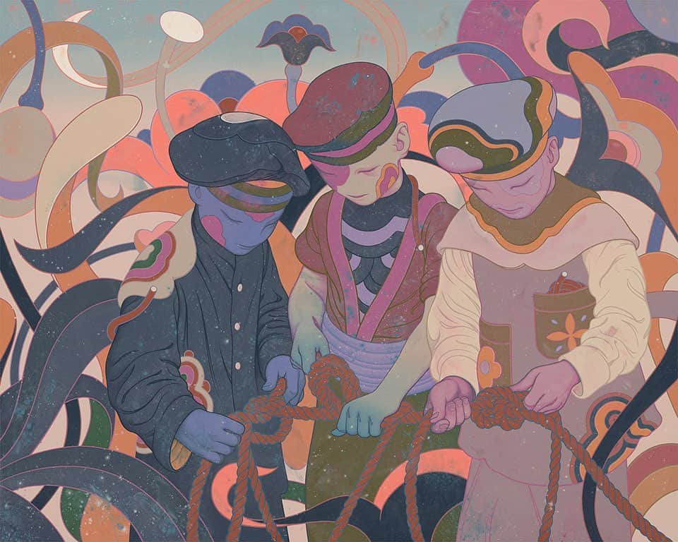 ジェームス・ジーンのインスタグラム：「Rope II. Acrylic on Canvas, 48 x 60”, 2023.」
