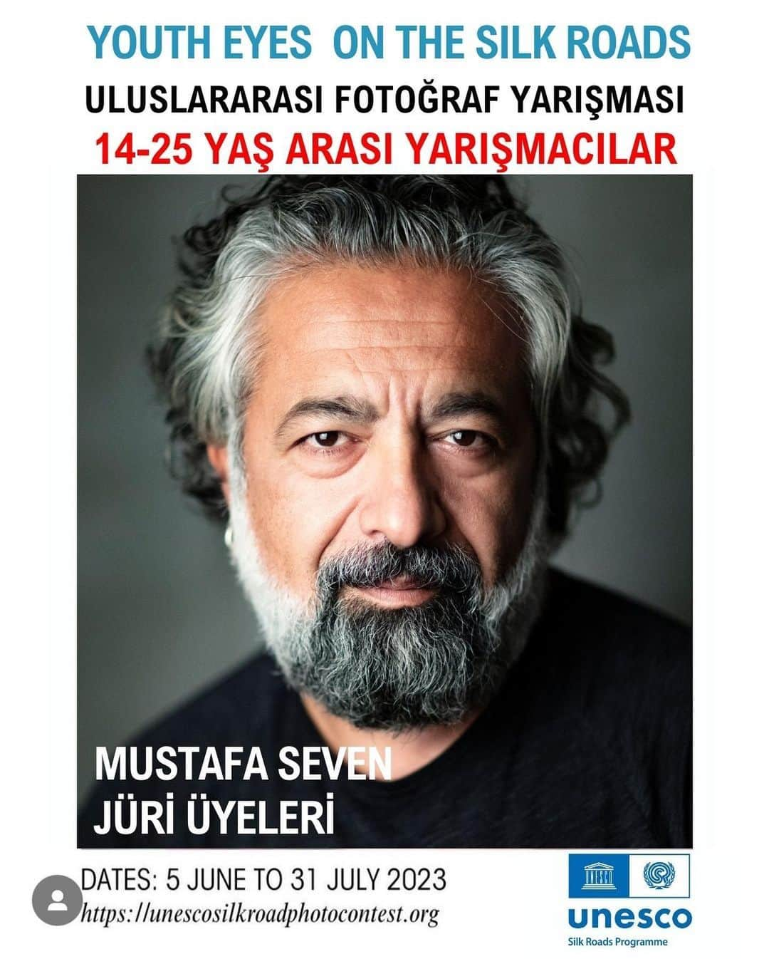 Mustafa Sevenのインスタグラム：「Unesco   Haydi gençler yarışmaya katılma fırsatını kaçırmayın :)!  Fotoğraflarınızı uluslararası bir alanda sergilemek istemez misiniz ?   UNESCO, benim de jüri üyeleri arasında bulunduğum dünyanın dört bir yanındaki gençleri uluslararası yarışmaya katılmaya davet ediyor.  YOUTH EYES ON THE SILK ROADS   Yarışma;  14-17 yaş arası  18-25 yaş arası  geçlere açık ödüllü bir fotoğraf yarışmasıdır.   Bu yılın teması : Mimari, Anıtlar ve Mimari Miras   Daha fazla bilgi için !  https://unescosilkroadphotocontest.org/ @gulnara.samoilova  @fatimahhossaini  @osilwadi  @gmbakash   #UNESCO #SilkRoadsPhotoContest」