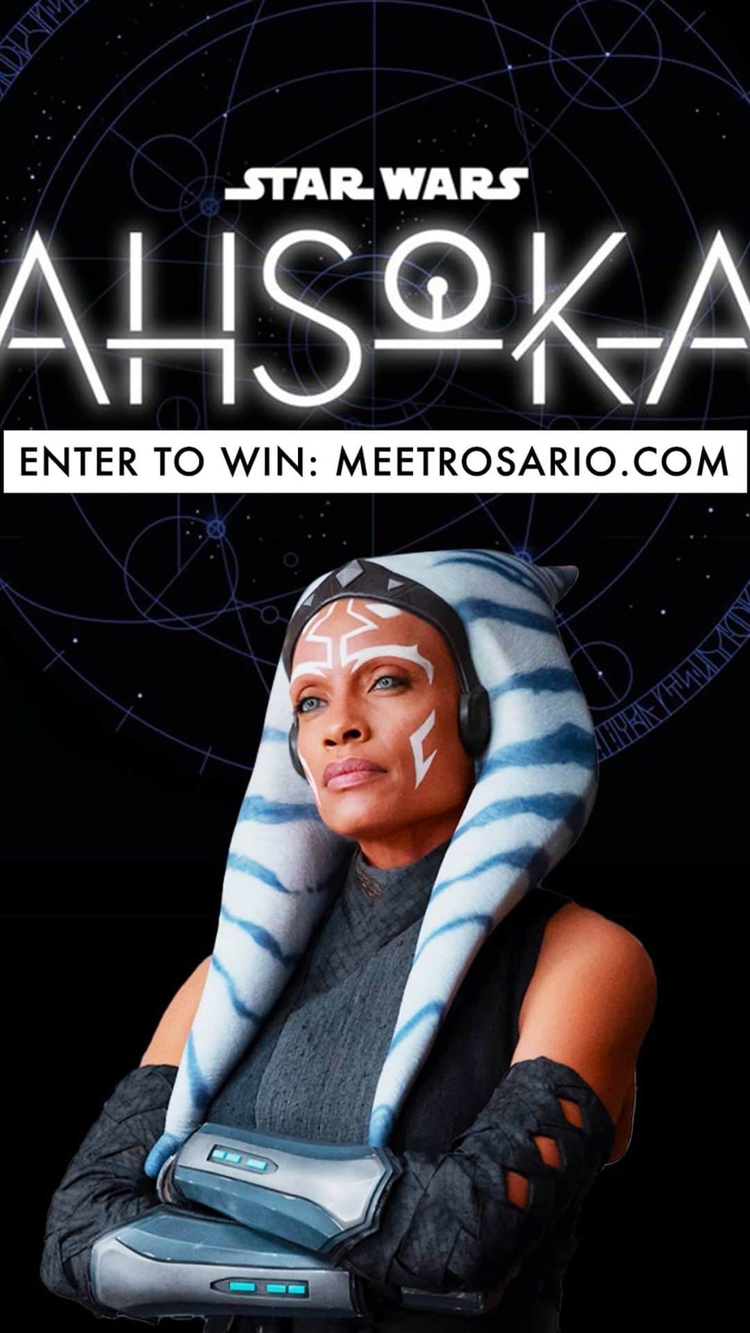 ロザリオ・ドーソンのインスタグラム：「Ahsoka fans……! ✨  Rosario Dawson here! Looking to support the Rio Dawn Foundation by meeting with an Ahsoka fan and their friend as my VIP guests at THE exclusive premiere of my new series, Ahsoka.   We’ll have a red-carpet photo op and meet and greet with me!   Did I mention that it supports the Rio Dawn Foundation? Cuz that’s the best part!   Enter to win at MeetRosario.com, link in bio ✨  May the force be with you 🌌」