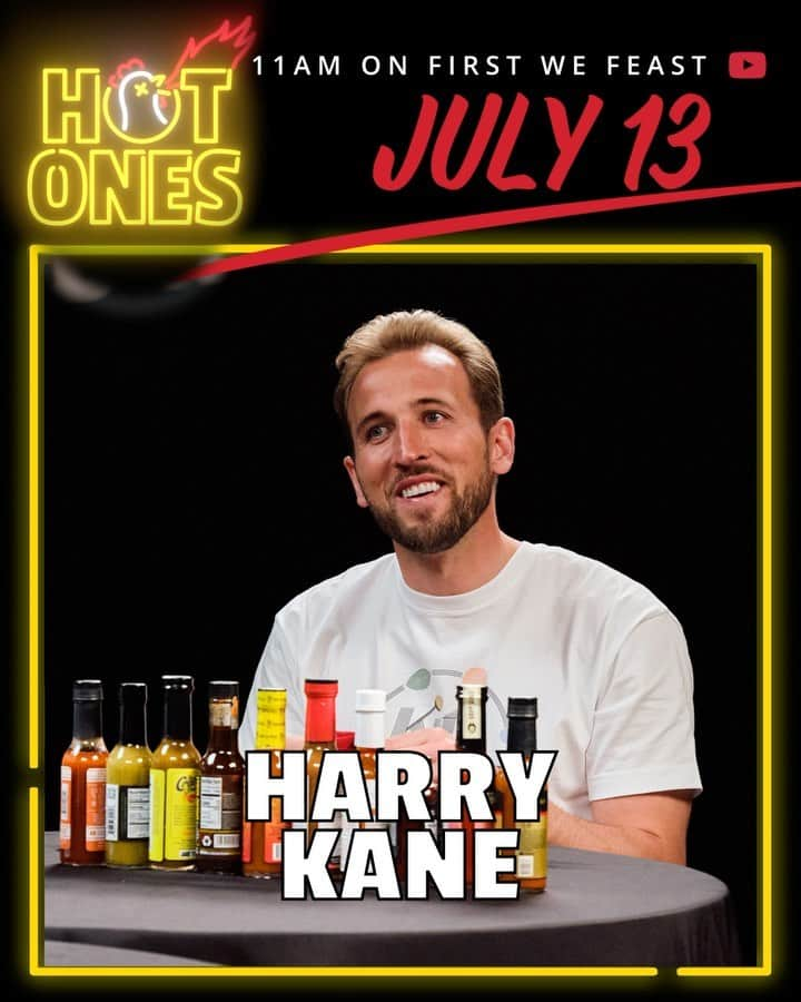 ハリー・ケインのインスタグラム：「This week on @HotOnes, we got @harrykane vs. The Wings of Death. 💀 Tune in Thursday @ 11AM ET. 🔥」