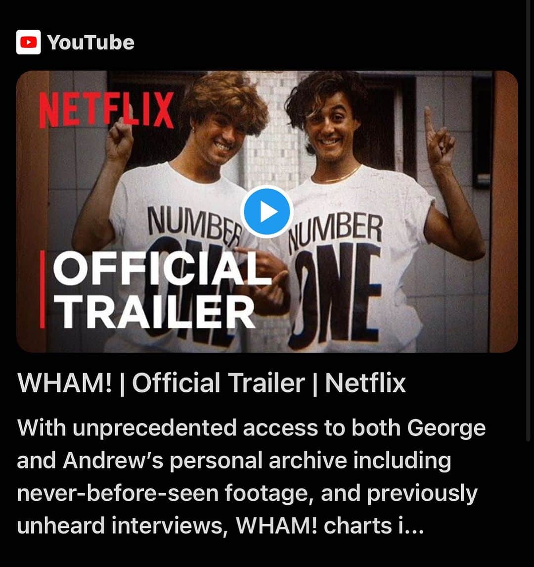 西寺郷太のインスタグラム：「ドキドキしながら Netflix で WHAM! のドキュメンタリーを観た。 短い作品なのでなんとなく知っているという人にも最適だろう。10代でのデビューから急激に垢抜け、巨大化しそれぞれの道を選ぶふたり。彼らの友情と笑顔が沢山観れて良かった。」