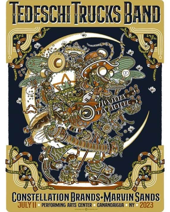 テデスキ・トラックス・バンドのインスタグラム：「Here is the poster for tonight’s Canandaigua, NY show from @guyburwellartist. 18”x24” prints will be available at merch upon doors opening, with a very limited amount of foil variants.」