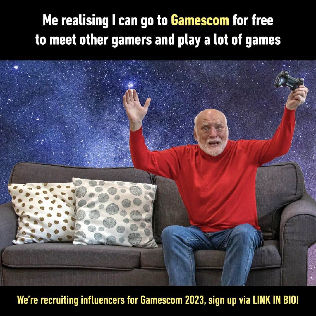 のインスタグラム：「🎮 FREE Gamescom tickets for influencers!🔥 9GAG is recruiting micro-influencers to be our Booth Ambassadors at #Gamescom2023 this year, led by Captain @painharold!  📝 Sign up now via LINK IN BIO for a chance to enjoy these perks:  • Free Gamescom ticket • Meet-and-greet with top gaming sponsors • Access to 9GAG afterparty, a night with music and drinks • See meme star Hide the Pain Harold @painharold in person • Exclusive access to our creator lounge  👀 Requirements: You should be active and have at least 5,000 followers on one of these social platforms: Instagram / TikTok / Twitter / Twitch / YouTube / Facebook.  🕹️ 9GAG Gamescom 2023 🗓️ 23 - 27 Aug 2023 📍 Entertainment Hall 10.1, Gamescom, Cologne  #9GAG #9GAGGameOn」