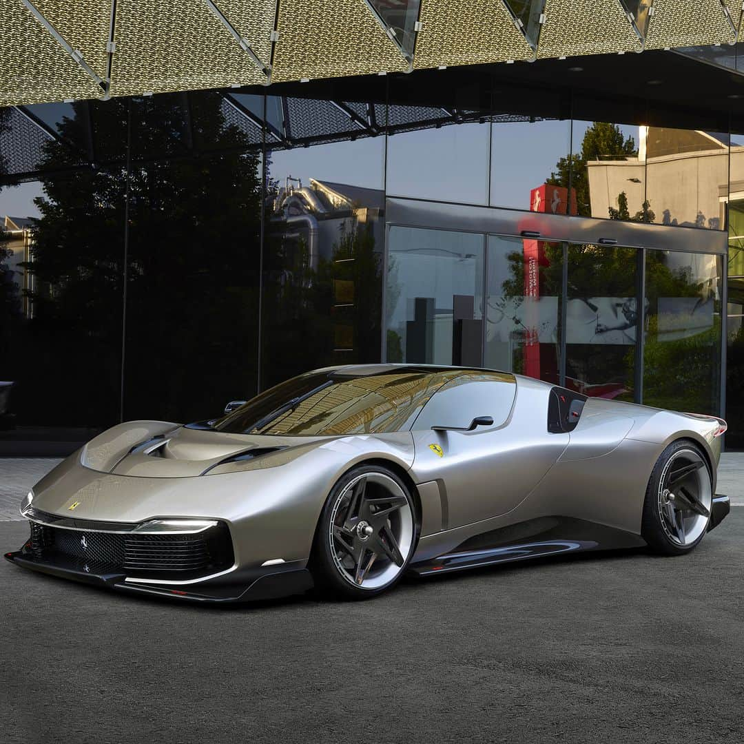 フェラーリさんのインスタグラム写真 - (フェラーリInstagram)「Meet the Ferrari KC23, the encapsulation of a vision that goes beyond limits.  Designed for non-competitive track use, it showcases ground-breaking aerodynamics, motorised vents, and an imposing rear wing.  This #FerrariOneOff unique model, based on the triumphant Ferrari 488 GT3 Evo 2020, can be configured for two uses; this reveals its elegance and formal purity on the one hand, and its signature Ferrari sporty racing character on the other.  The design philosophy integrates glass surfaces seamlessly with the bodywork, enhancing the aesthetic appeal and creating a clearly aeronautics-derived dome effect.  With its monolithic beauty and captivating Gold Mercury livery, the #FerrariKC23 is a one-of-a-kind masterpiece that embodies the essence of exclusivity. #Ferrari」7月11日 18時55分 - ferrari