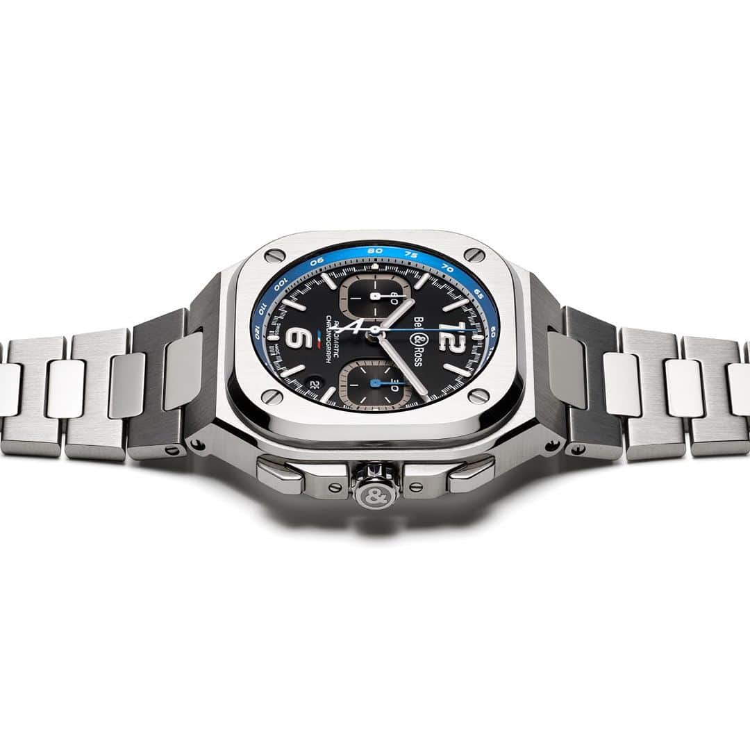 のインスタグラム：「Featuring a 42mm case shaped in the iconic circle within square design equipped with the logo of the Alpine F1 team, the @bellrosswatches BR 05 Chrono A523 is a chic yet sporty timepiece crafted for those looking for the best of both worlds.  Discover more on www.bellross.com  #bellross #timeinstruments #BR05 #BR05Chrono #BRAlpine #Alpine」