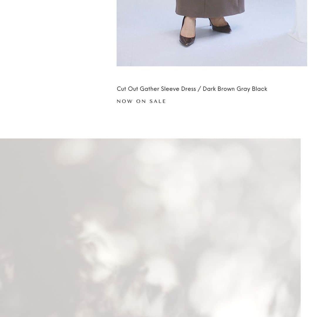 のインスタグラム：「【Now on sale】 Cut Out Gather Sleeve Dress Black / Gray / Dark Brown ¥13,200(TAX IN)」