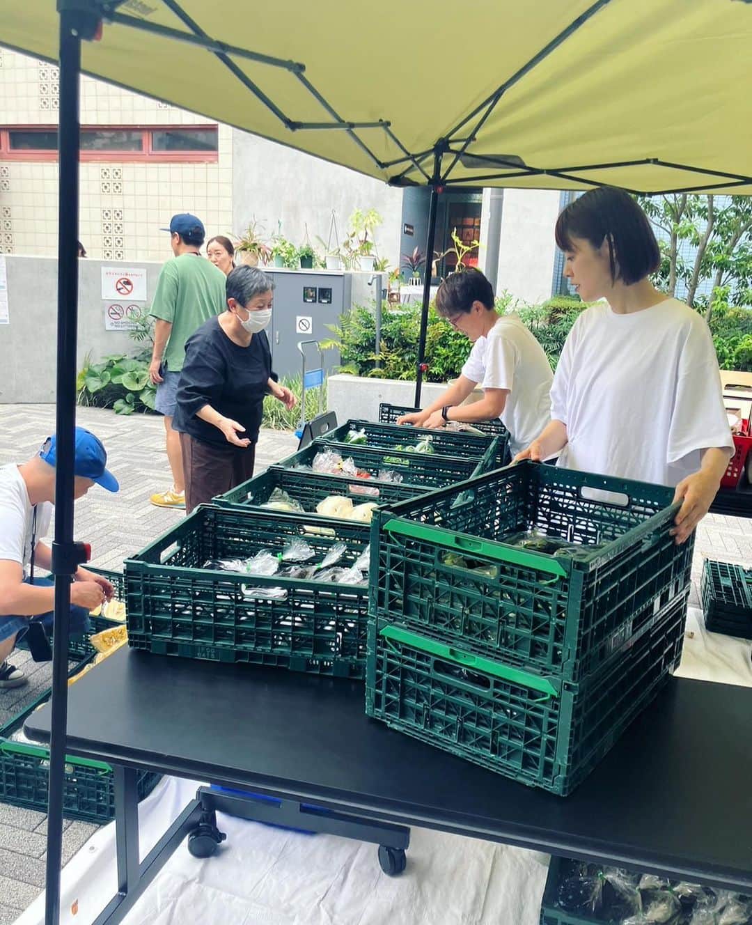 川瀬良子さんのインスタグラム写真 - (川瀬良子Instagram)「こんにちは〜😊  7月8日(土)東京渋谷・北谷公園で開催された ジンナンマーケットに、栃木県益子町のお野菜を並べた青果店を出店しました！  栃木県益子町にお世話になっている農家さんや地域のみなさんがいるので、益子町のおいしい野菜を、渋谷のみなさんに知ってもらおう！と、 出店が決定🎉  渋谷という事は、一人暮らしの若い人がきっと多いから、キャベツやカボチャは丸ごと1つではなく、カットした方が手にとってくれるのでは…？ 野菜詰め合わせのセット売りよりも、好きなものを選べる方がイベント性があるのでは？などなど、 みんなで売り方を考える時間も楽しかった〜♪  当日は、早朝から益子チームが新鮮なお野菜を車で運んで下さり（本当にありがとうございました👏🏻）私たちは車からブースまで運び（野菜も数があると重たいんですよね〜！）野菜がより一層美味しそうに見えるように彩りを考え陳列。そして、お客さんに売る。 一通り全てを体験したのですが、お客さんに野菜をアピールするためには野菜の特徴や、どんな農家さんが作っているのかなど、事前に頭に入れておくことがいかに大切かを痛感しました！  あるお客さまに「この2種類のカボチャの違いはなぁに？」と聞いて頂いたのですが、すぐに違いを答えられず反省、猛省。 益子チームに確認したら、ホクホクしているのがお好きでしたらこちらですよ〜！と丁寧に説明して下さり、感動しました！  野菜を作る農家さんがいて、さらに運ぶ人、陳列してくれる人、売る人がいて、私たちは買う事ができる。ということも改めて実感できたとても学びの多い一日になりました！  次の日に「昨日買ったナス。おいしかったよ〜！」とお客さんに声をかけていただいたのですが、それがうれしくてうれしくて🤩🥳🤩🥳  ナス農家さんに、しっかり伝えました！  このような野菜を通じた交流も、素敵ですよね〜！  またどこかで出店などありましたらお知らせしますね♪  その時は、完璧な接客ができるように頑張るぞぉ〜！  チーム益子のみなさま👏🏻事前の打ち合わせや準備、そして当日は暑い中☀️本当にお疲れ様でした！！ありがとうございました！！  そしてそして、お客様、SNSを見て来てくれたみなさまや友人知人、本当にありがとうございました！！  🥒写真5枚目🥒 キュウリ2本を1セットにして袋売りしていたのですが、とても暑い日だったので主催の方が「冷やしキュウリにして売りましょう！」と提案してくださり、どこからともなく入れ物や氷を持って来てくださり“冷やしキュウリはじめました”のポップも作ってくださって、キュウリはあっという間に完敗しました👏🏻 その日の天候に合わせた売り方も学べましたね〜！ そして、渋谷の公園でいろんな方がポリポリとキュウリを食べている姿がとてもユニークで🤣😍 感動しました〜！  🫑🥕🍅🍆  #栃木県 #益子町 #ましこ #道の駅ましこ @michinoeki_mashiko  #渋谷 #北谷公園 @shibuya_kitaya_park  #ジンナンマーケット #jinnanmarket  #青果店 #野菜 #農業 #農家 さん  @yuko_mindleader  @irokawa1008  ありがとうございました😍  @wmg._official @sakayori_official  エプロン大活躍でした〜😍」7月12日 9時03分 - kawase_ryoko