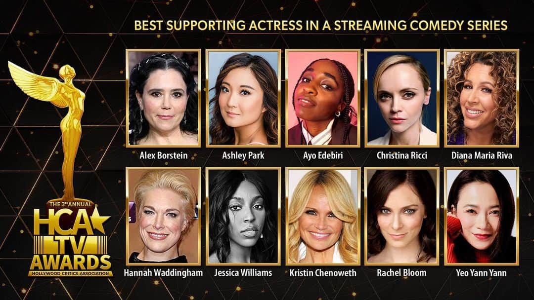 クリスティン・チェノウェスのインスタグラム：「So grateful to be nominated among these incredible actors 🏆 thank you @hollywoodcriticsassociation!! And thank you to the whole #schmigadoon! family 💞 #HCATVAwards」
