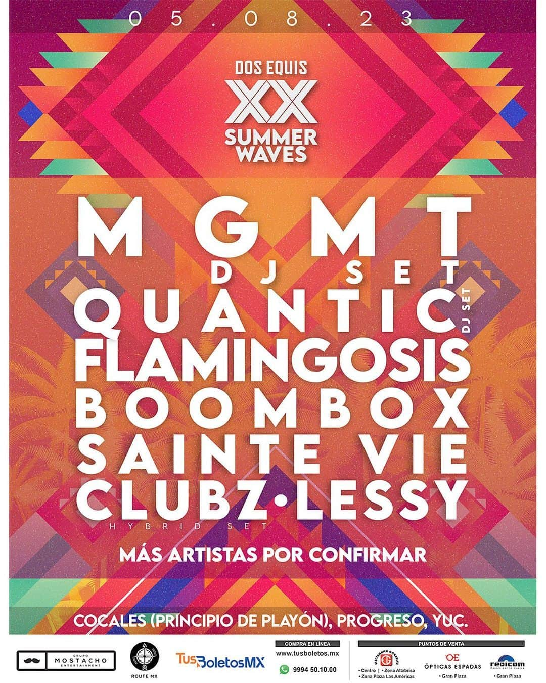 MGMTのインスタグラム：「Hello Mexico! We’re very pleased to announce that we’ll be performing a DJ set at the @xxsummerwaves festival in Progreso, Yucatán on August 5th. Get your tickets at the link in bio!」