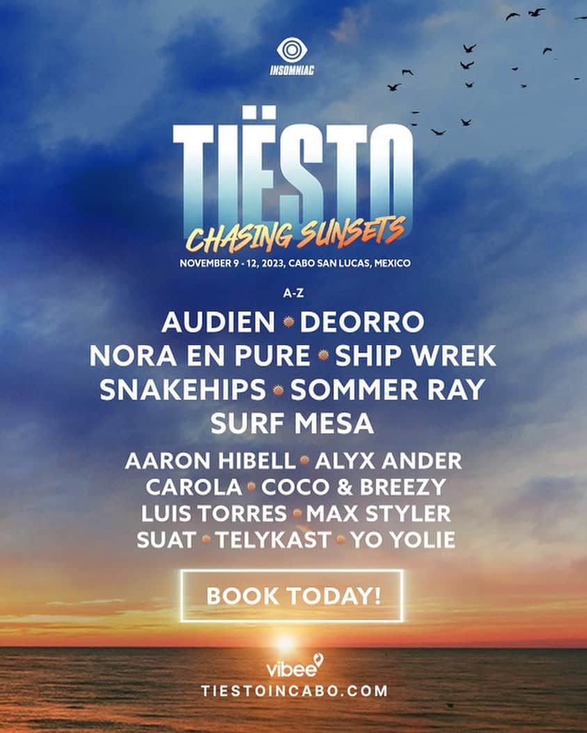 Sommer Rayさんのインスタグラム写真 - (Sommer RayInstagram)「guyssss join me in Cabo San Lucas for Chasing Sunsets, a 3-night musical vacation, curated by Tiësto! it’s November 9-12! come seee me!!  link in bioooooo to book your package 💛🌅☀️」7月12日 5時37分 - sommerray