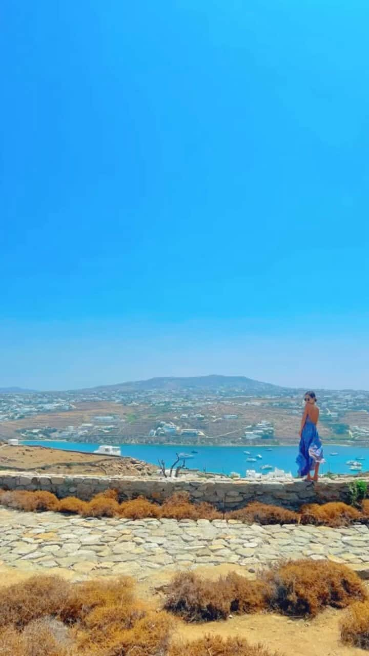 荒木さやかのインスタグラム：「♡ Mykonos island🇬🇷 今回の旅はギリシャ攻め。 猫アレルギー克服したねん🐈 元気かなぁー？みゃーちゃん。←勝手に命名。笑 #Mykonos #Greece #ミコノス #ギリシャ #にゃー #リール下手すぎて辛いw」