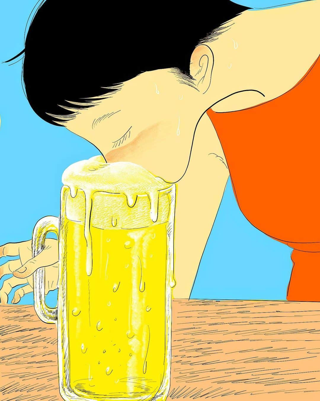 たなかみさきのインスタグラム：「溢れそうならすべからくキッスを🍺」