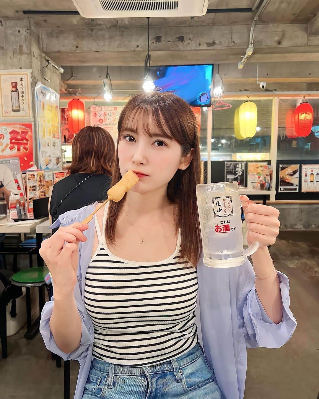 璃子さんのインスタグラム写真 - (璃子Instagram)「みんな大好き串カツ田中🍢 チンチロはひよってやりませんでした😅 #串カツ田中 #夜ご飯#dinner」7月12日 12時44分 - ricopiiine