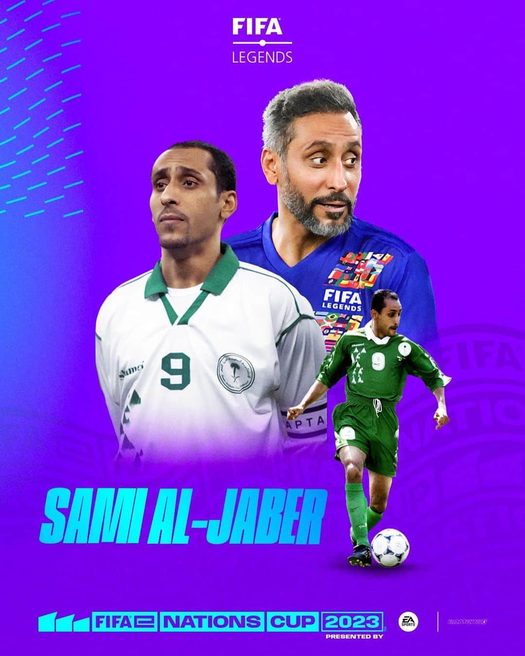 サーミー・アル＝ジャービルのインスタグラム：「متحمس جدًا بأن أكون سفيراً لحدث FIFA الأول على الإطلاق الذي يقام في المملكة العربية السعودية!🇸🇦 👏🏼  FIFAe Nations Cup 2023@  ‎شاهد الحدث من 11 إلى 14 يوليو على FIFA.GG 🎮 …  Excited to be confirmed as ambassador for the first-ever FIFA event taking place in Saudi Arabia!🇸🇦👏🏼 The @FIFAe Nations Cup 2023  Watch the event from 11 to 14 July on FIFA.GG 🎮」