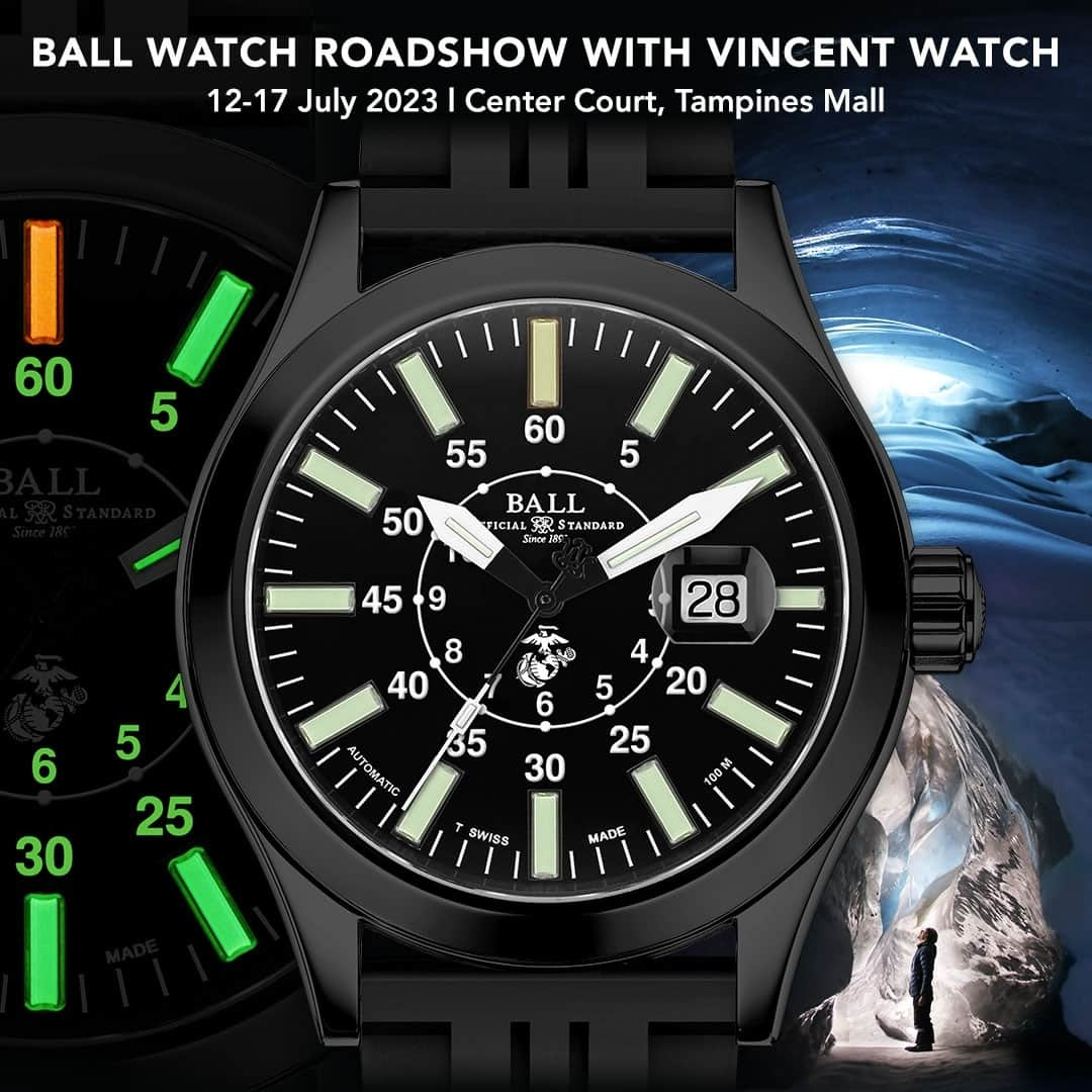 ボール・ウォッチのインスタグラム：「Beat #humpdaywednesday with watch fair week.⁠ ⁠ From now on till 17 July 2023, we are joining force with @vincentwatch to bring you the first reveal of BALL Watch latest collections.⁠ ⁠ See you at Tampines Mall. ⁠ ⁠ #exhibition #ballwatch #singapore ⁠」