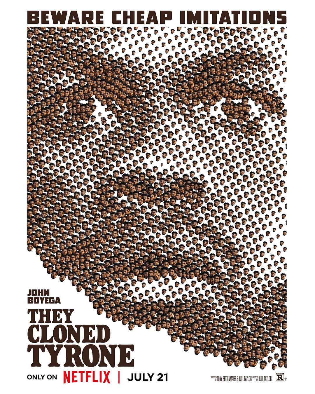 ジョン・ボイエガのインスタグラム：「🗣we said BEWARE CHEAP IMITATIONS. #TheyClonedTyrone is coming to @Netflix July 21.」