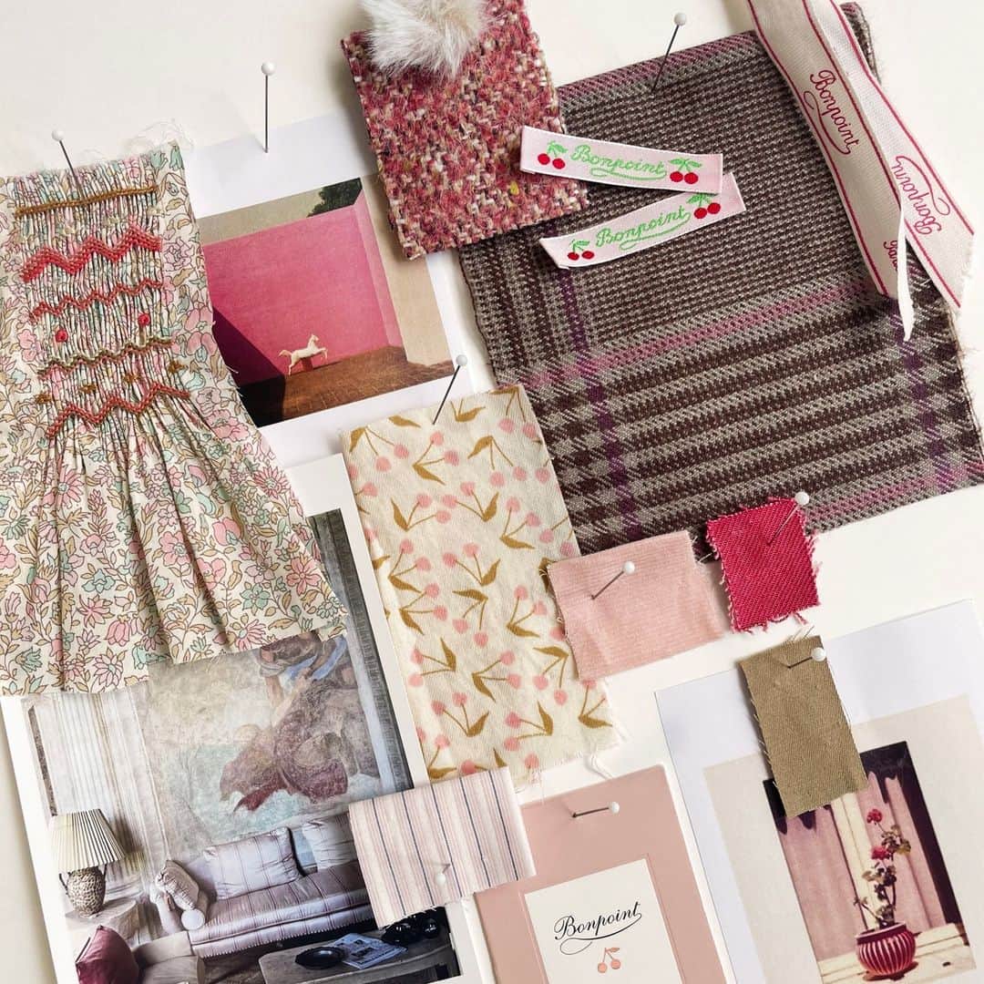 bonpointのインスタグラム：「New Bonpoint FW23 | Behind the collection. ​ This season's inspirations follow Cherry and Liberty prints mixed with various tones of pink.  #Bonpoint #NewCollection」