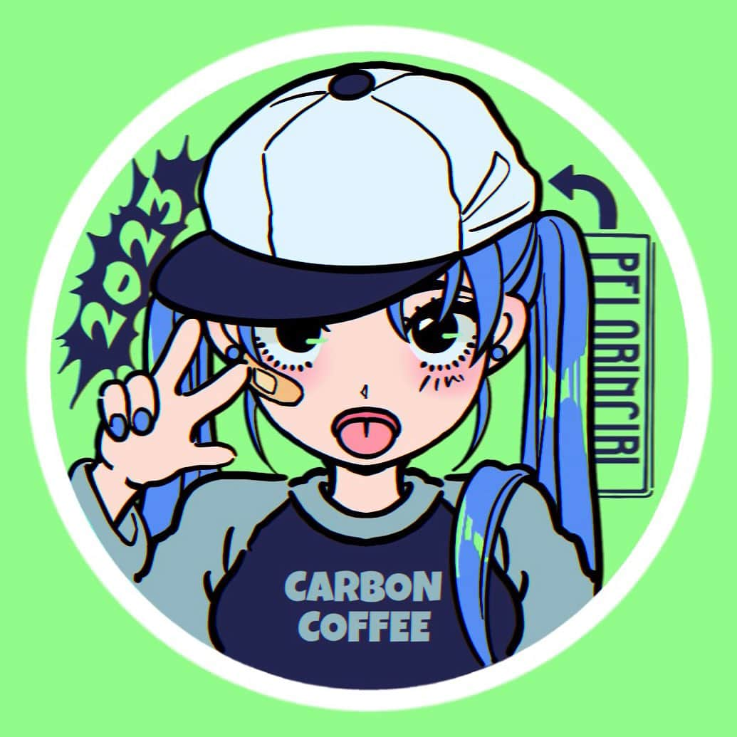 佐藤なつみのインスタグラム：「CARBON COFFEE描き下ろし ドリンクステッカー☕️ 今回のステッカー超気に入ってます🫰💙  先日は福岡個展2日間の在廊 ありがとうございました☺️✨ 沢山の方にお会いできて嬉しかったです！✨ 天気もなんかとか耐えてくれて…☂️ 2年連続お越し下さった方も いらっしゃって嬉しかったな〜🥹 また来年も行けるといいな！😍  ありがとう福岡！！✨✨  引き続き7/20まで個展開催中です♡ よろしくお願いします☺️  #illustration #illustrator #90s  #イラスト#女の子イラスト #ガールズイラスト #古着女子 #古着コーデ #古着 #イラストレーター#個展 #個展情報 #ストリート系女子 #ストリート#福岡」