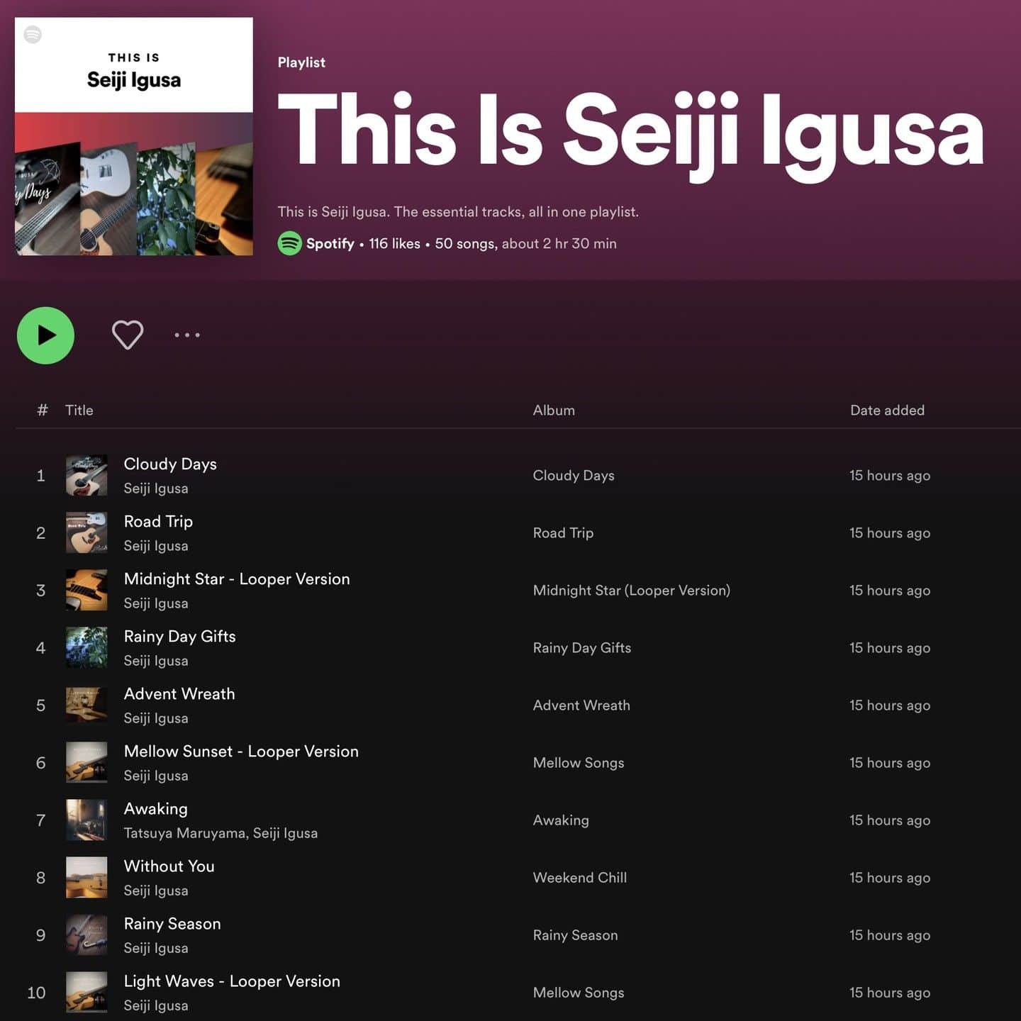 井草聖二さんのインスタグラム写真 - (井草聖二Instagram)「Spotify's official playlist "This is Seiji Igusa" is now available.   Spotify → "Seiji Igusa"  https://open.spotify.com/playlist/37i9dQZF1DZ06evO2W4TwB?si=465abebdb49b48e4」7月12日 21時37分 - seiji_igusa