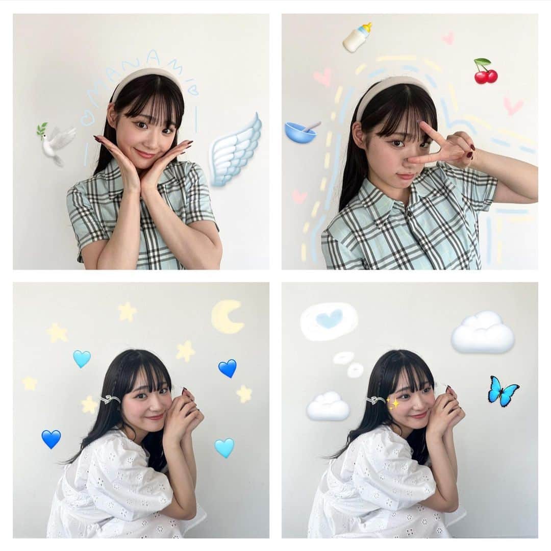 永井愛実のインスタグラム：「☁️🩵💙🥣🍒🪽 ・ ・ ・ イベントの写真リクエストがあったので盛りだくさん カキカキデコデコ🫶🏻」